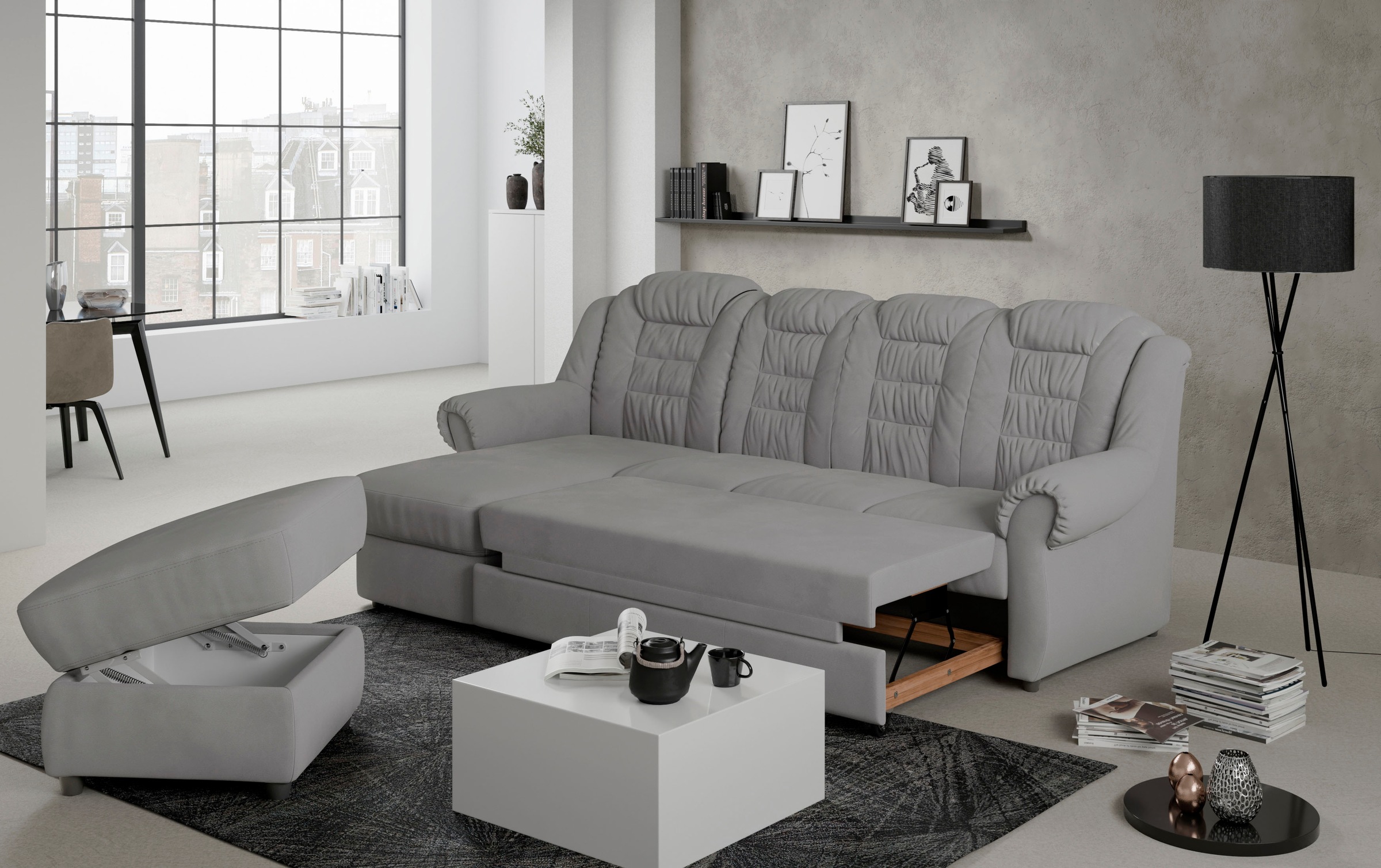 Home affaire Ecksofa »Boston L-Form«, mit hoher Rückenlehne, wahlweise mit günstig online kaufen