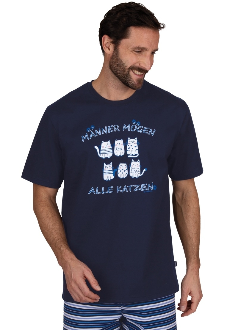 Trigema T-Shirt »TRIGEMA Herren-Schlafshirt für Katzenfans«