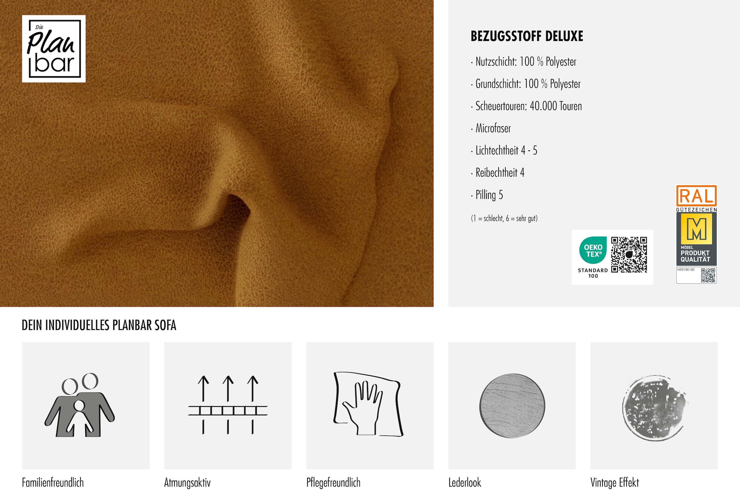 Die PlanBar Wohnlandschaft »ZE-EM16033 U-Form, Breite 316 cm« wahlweise mit Kopfstützen und echt bezogenem Rücken