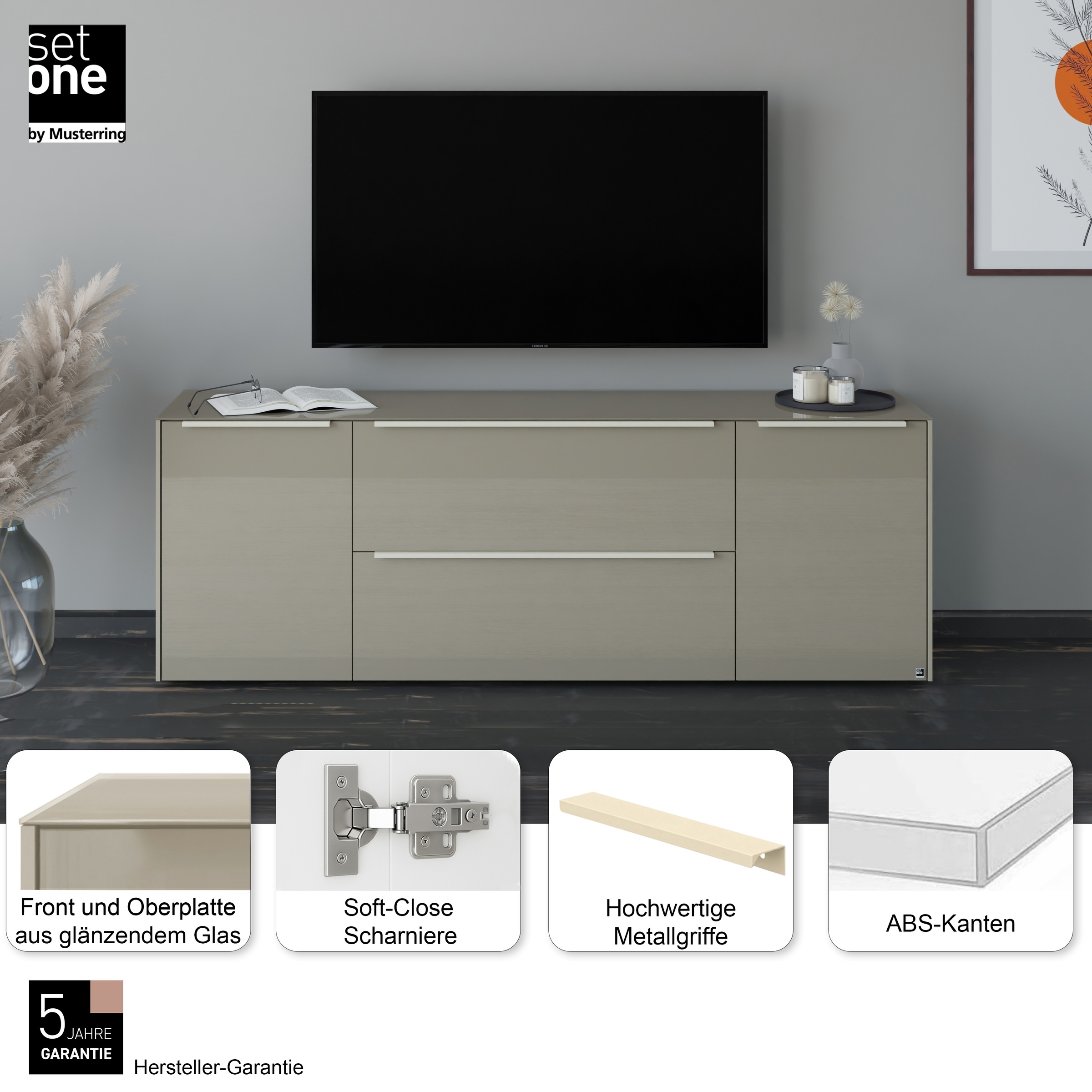 set one by Musterring Lowboard »Reno« 1 Stk. tlg. Mit Gleitern und in verschiedenen Farben erhältlich