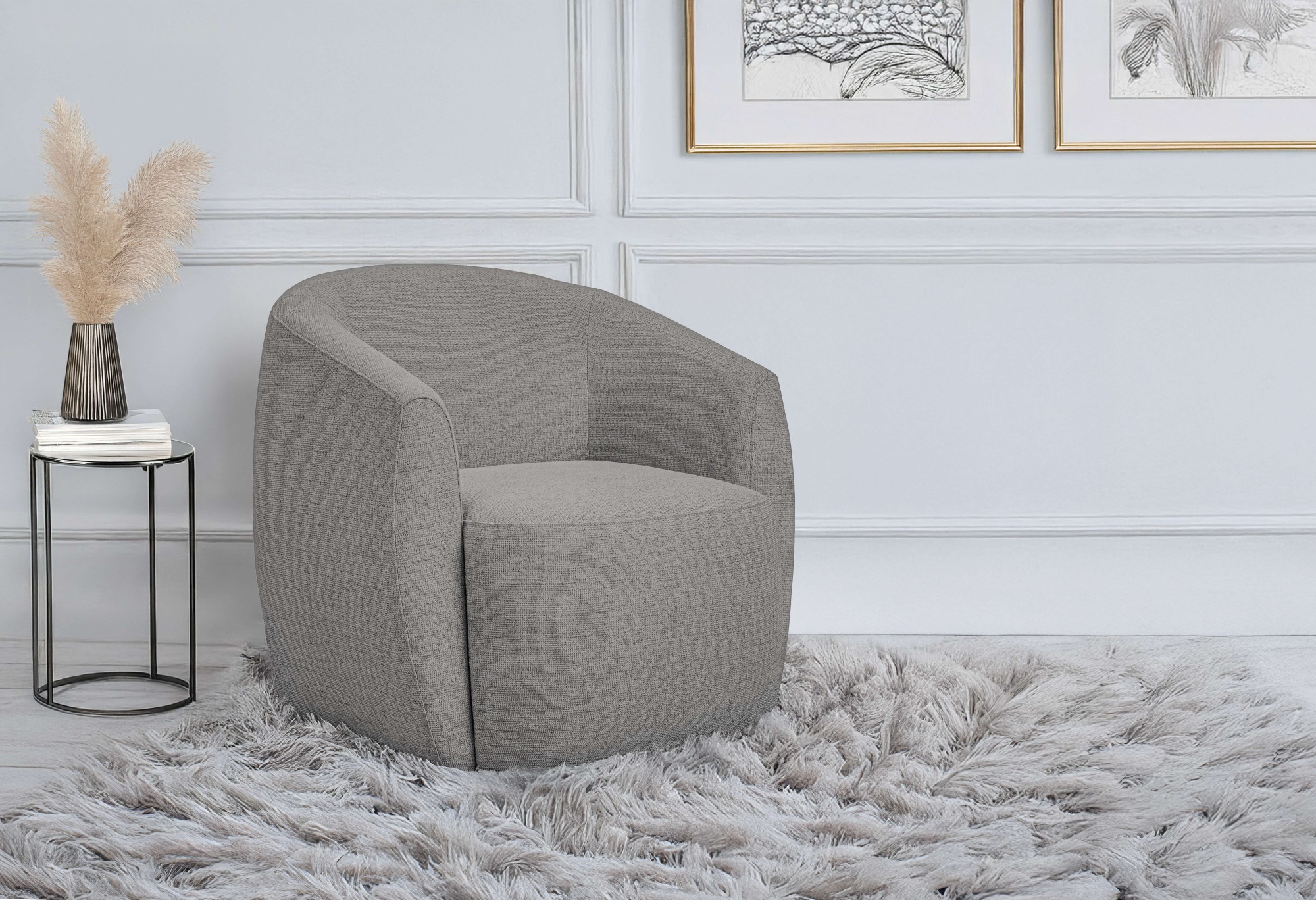 andas Drehsessel »Vallsta«, Breite 85 cm, Chenille oder Boucle Stoff, Drehf günstig online kaufen