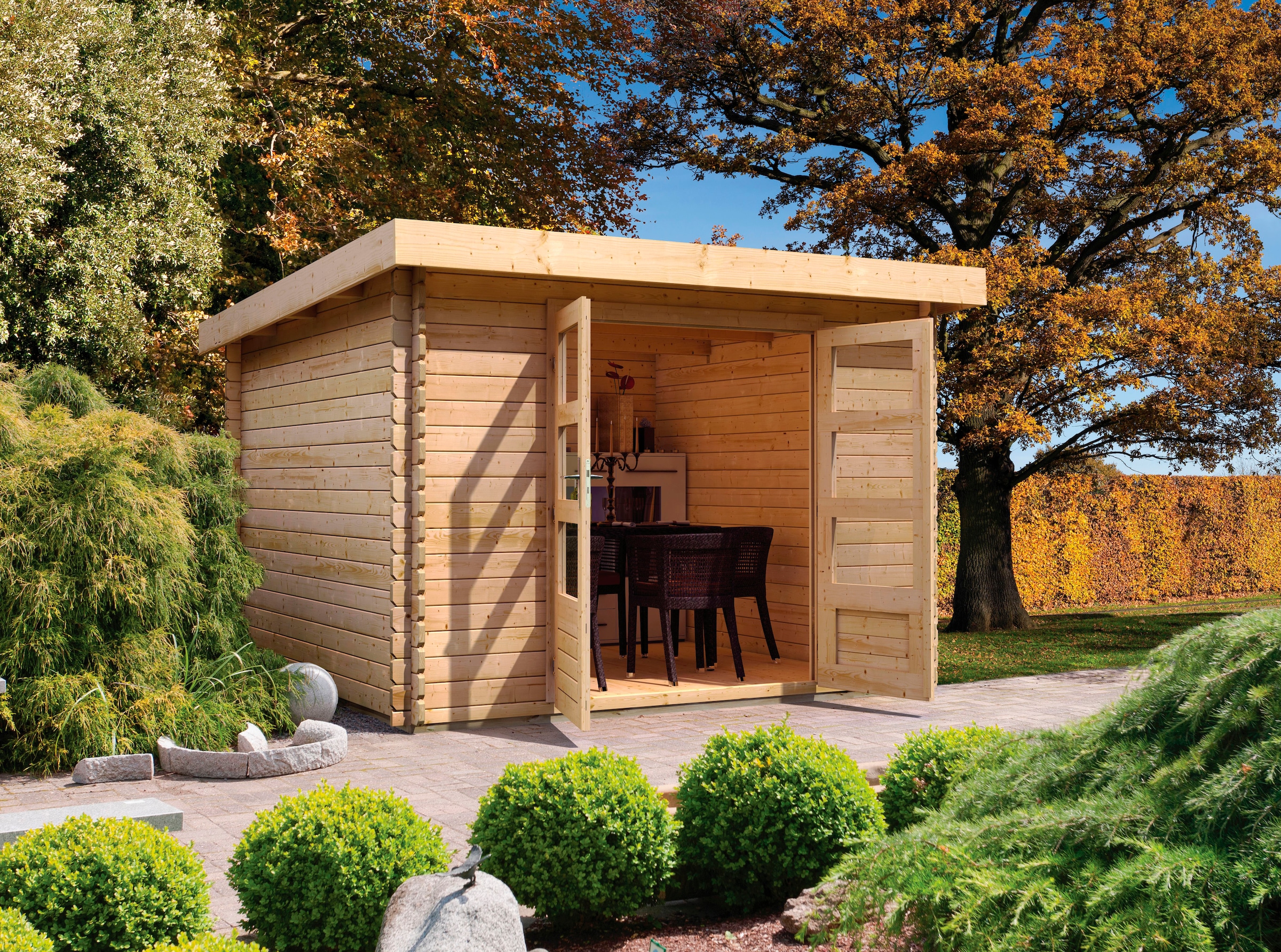 Karibu Gartenhaus »Schloßsee 3«, terragrau oder natur