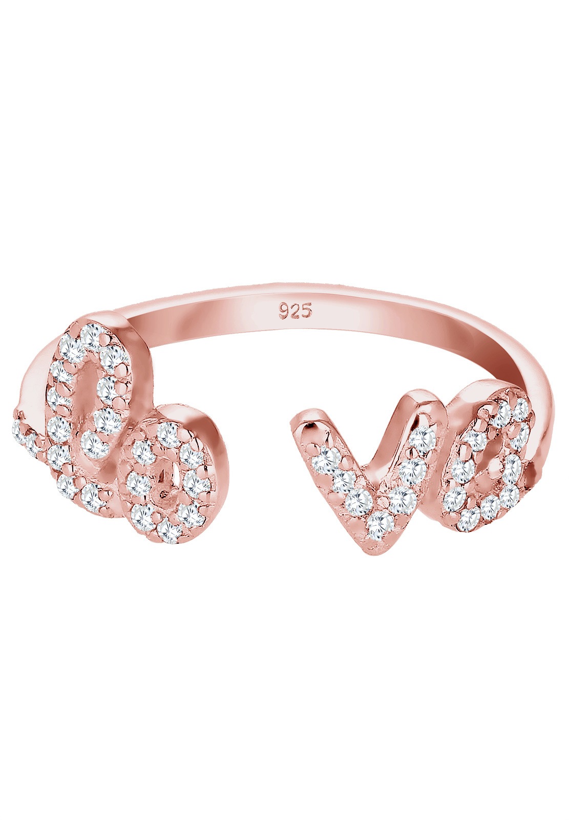 Elli Fingerring »Love-Schriftzug Zirkonia 925 Sterling Silber«