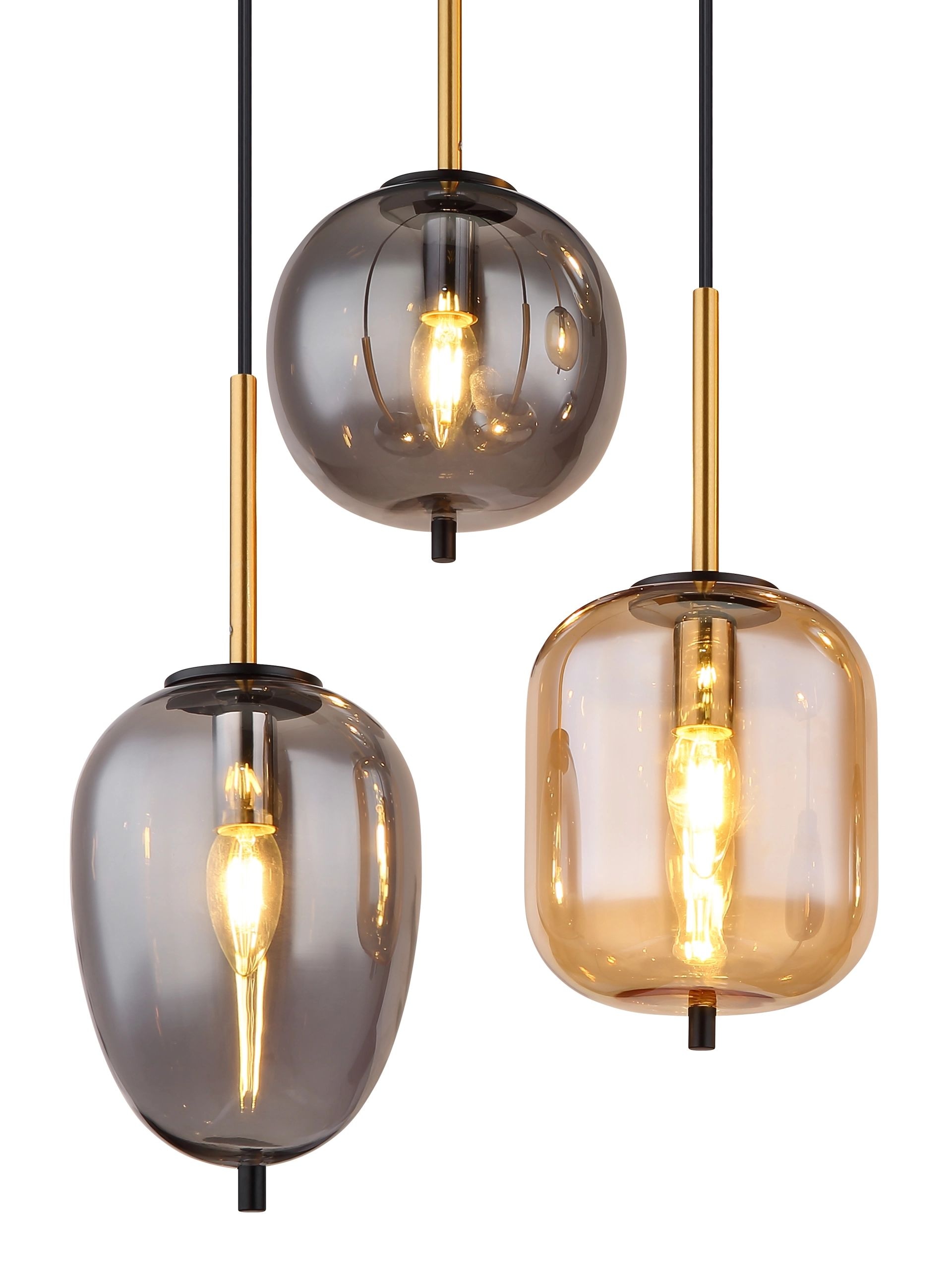 GLOBO LIGHTING Hängeleuchte »BLACKY«, Leuchtmittel E14 | ohne Leuchtmittel, 4 unterschiedliche Glasformen und 2 Farben