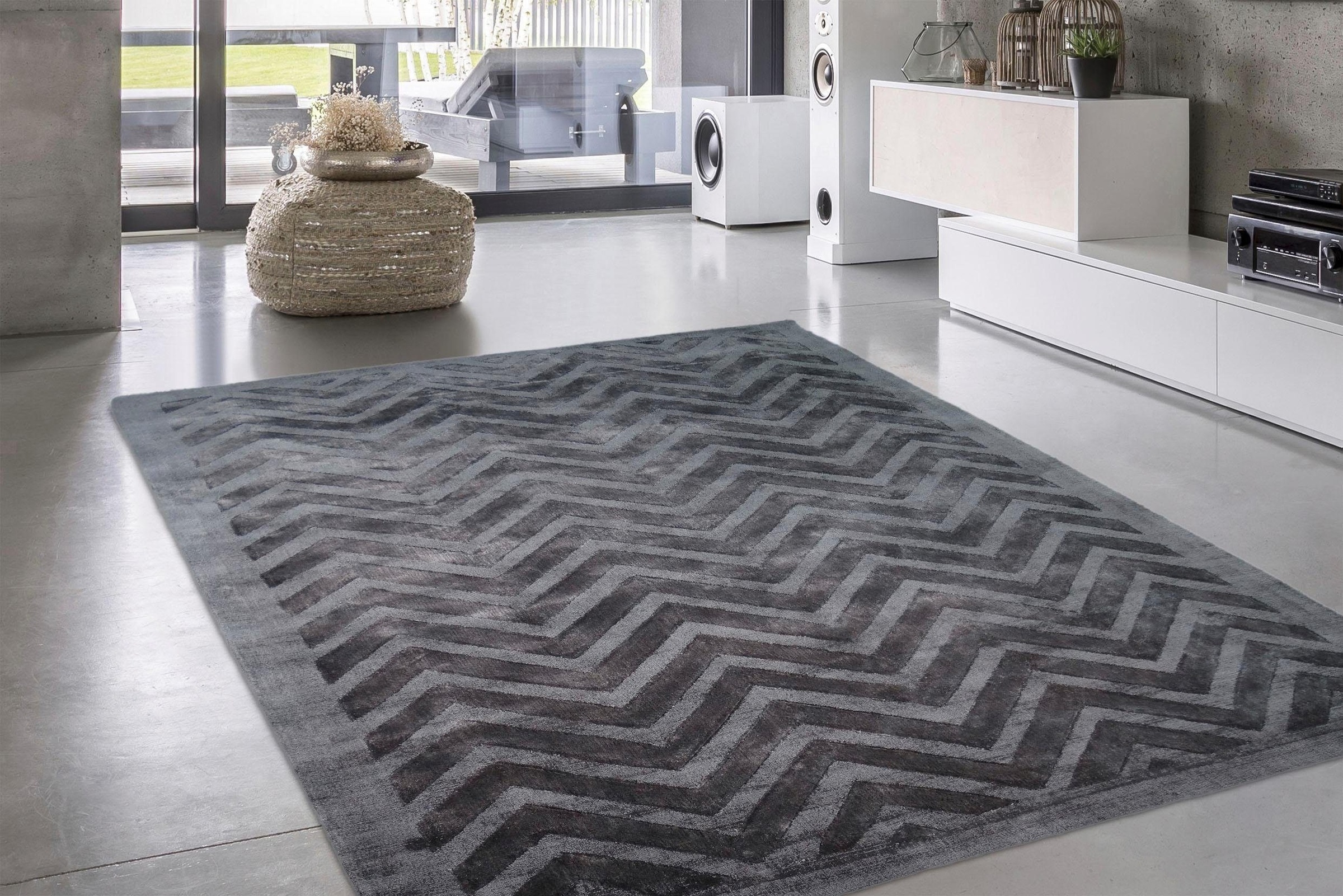 calo-deluxe Teppich »Viteox 410«, rechteckig, 13 mm Höhe, Viskose, Kurzflor, Wohnzimmer