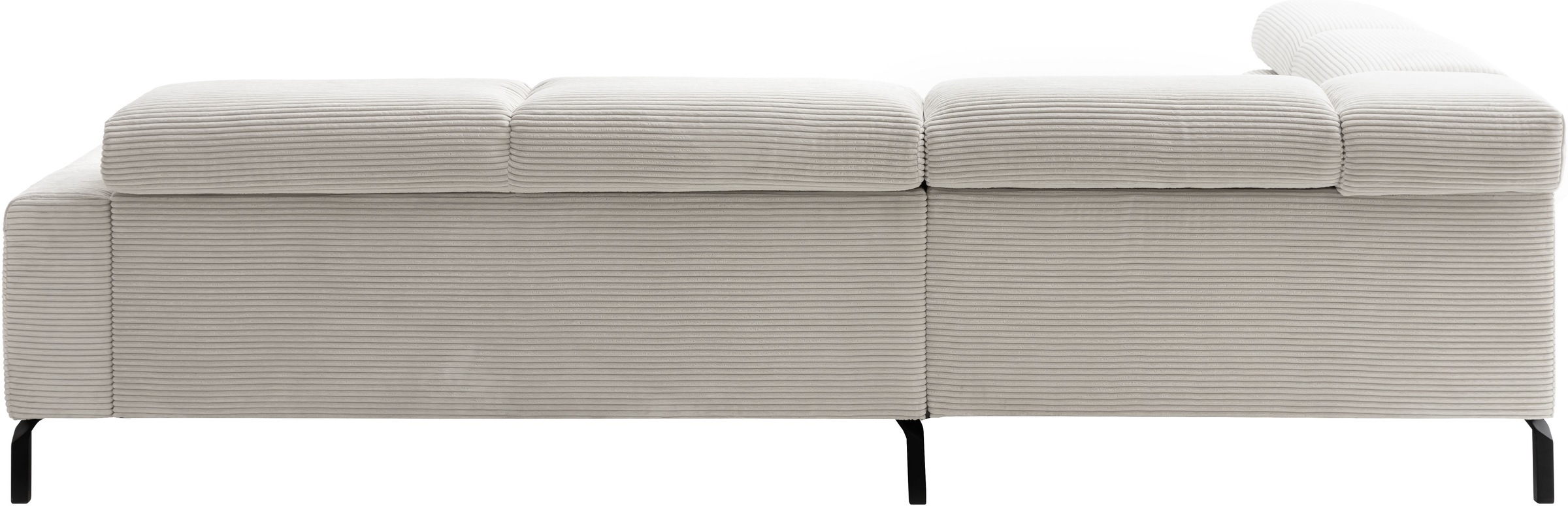 Places of Style Ecksofa »Antonelli, L-Form, inkl. Kopfteilverstellung, Breite 276 cm«, ohne Sitztiefenverstellung, in Cord, weiß