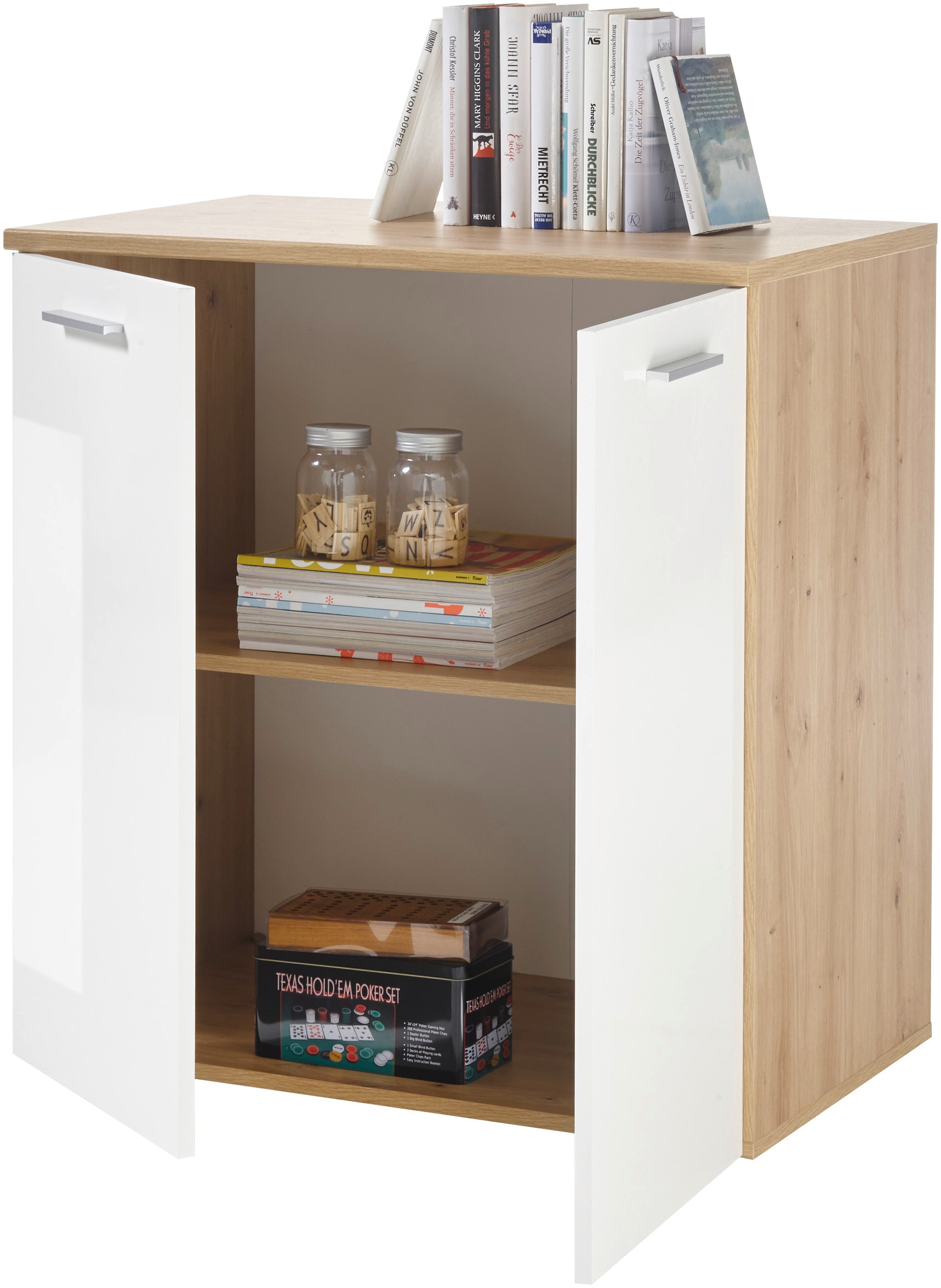 HBZ Kommode »Pablo weiß Glanz, BxHxT 80x84x50 cm«, Kommode mit 2 Türen und 1 festen Einlegeboden