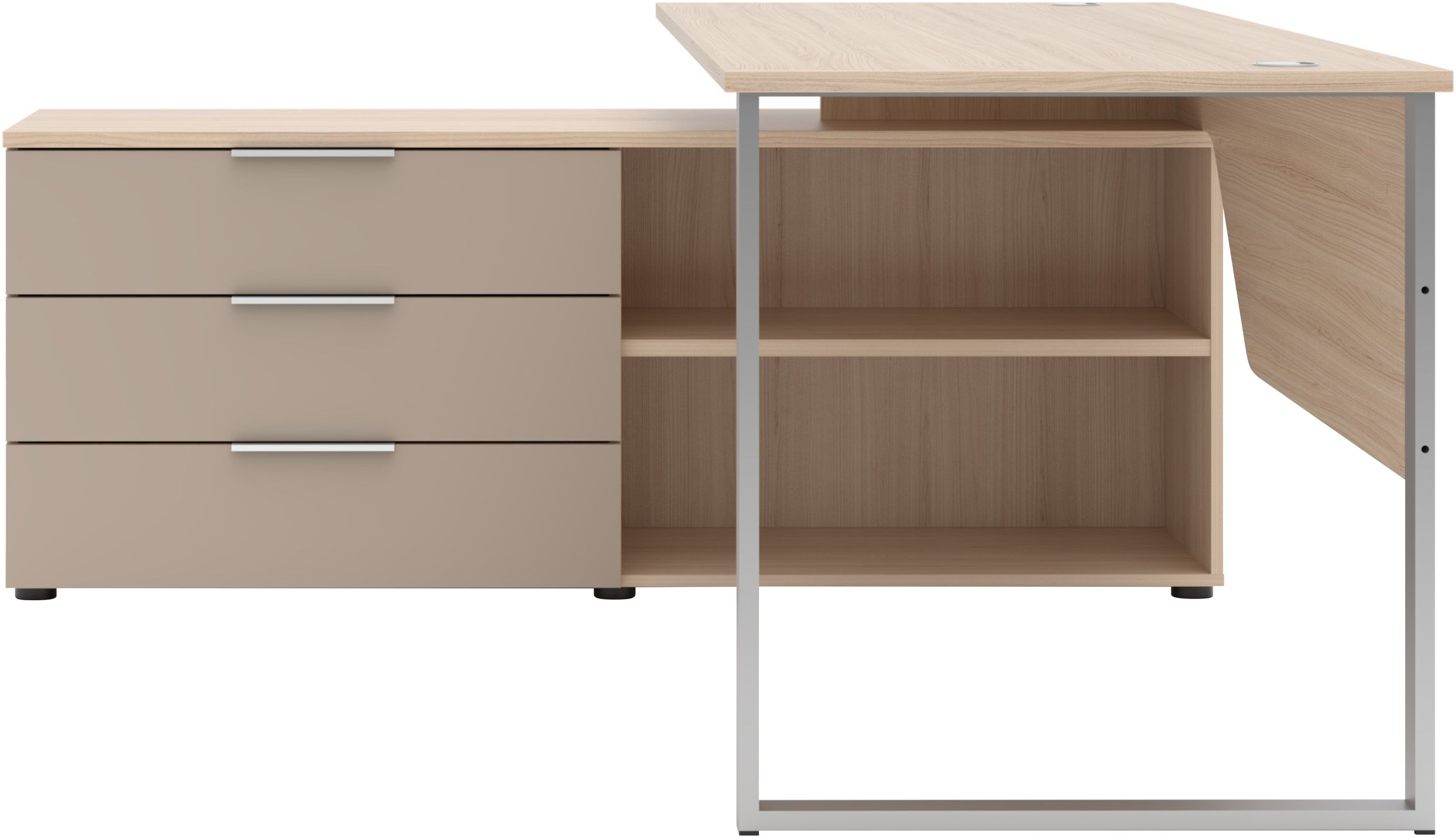 Innostyle Schreibtisch »Schreibtisch Santorin, 180/77/160 cm ( B/H/T)« 1 Stk. tlg. Tischplatten: kratzfest und wasserfest, 3 Schubladen, 2 Fächer