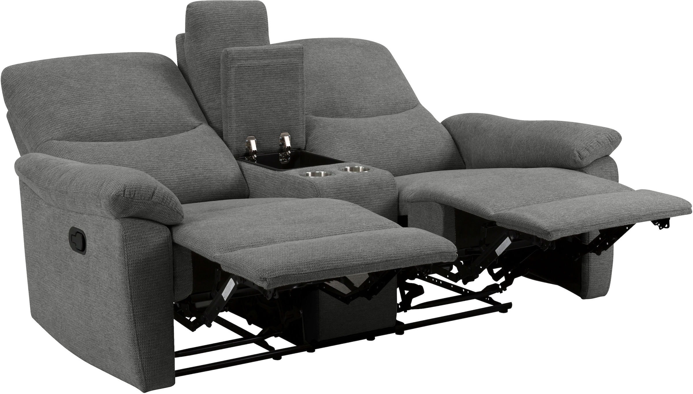 Home affaire 2-Sitzer »ODILON, 2er-Kinosofa, TV-Sessel, Mulitmedia-Sofa, Struktur, USB A/C,«, Relaxfunktion manuell u. elektrisch, Getränkehalter, Staufach