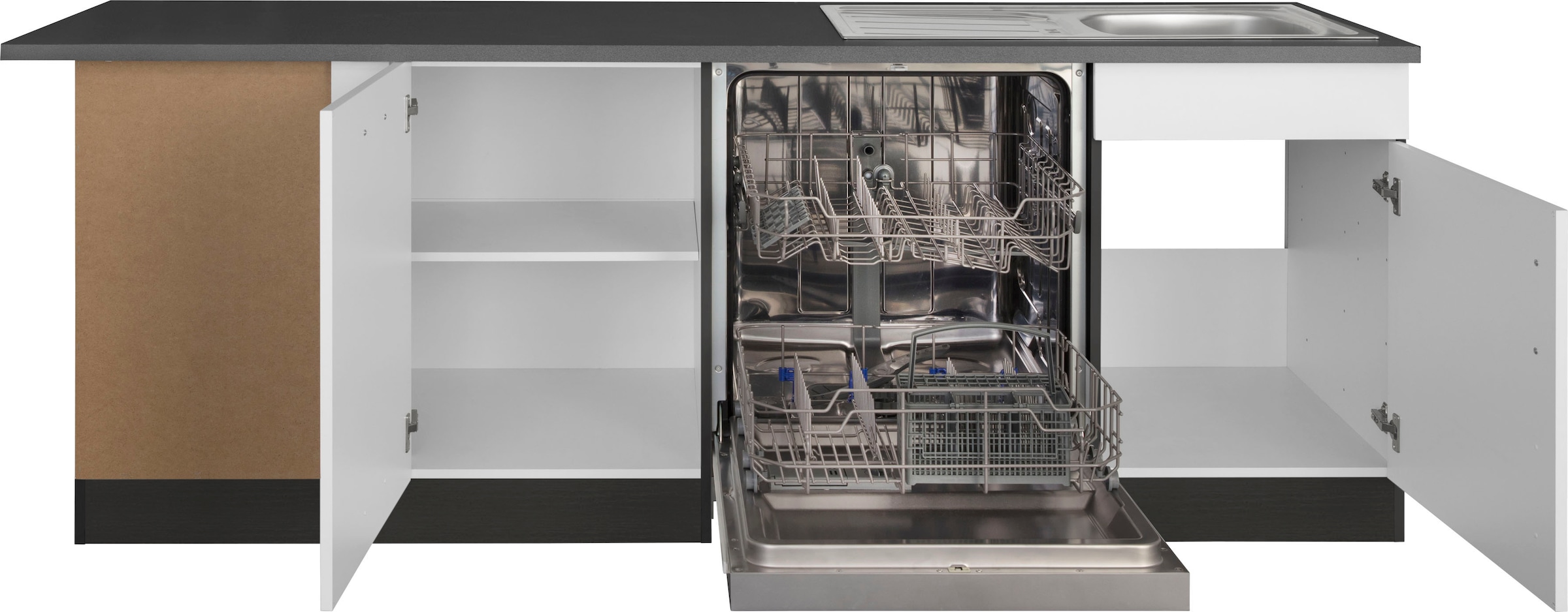 KOCHSTATION Küchenzeile »KS-Paris – Küchen mit einzigartigen Fotomotiven auf den Fronten« Stellbreite 290/220 cm, wahlweise mit E-Geräten und Induktion