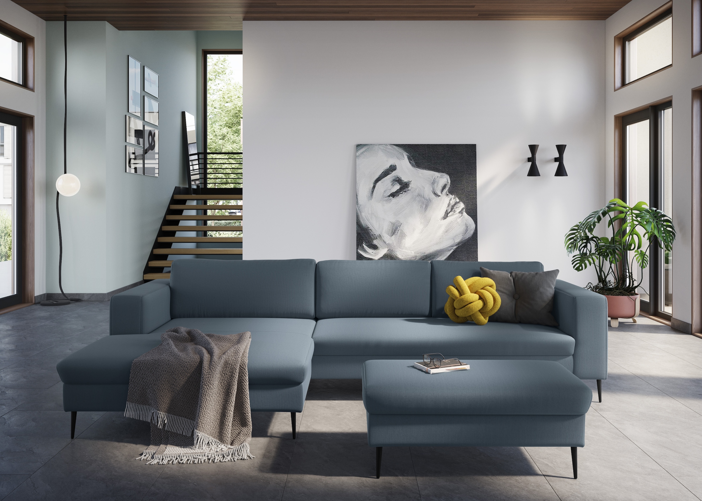 DOMO collection Ecksofa »Modica, zeitlos und elegant, L-Form«, moderne Optik mit extrabreiter Recamiere, auch in Cord