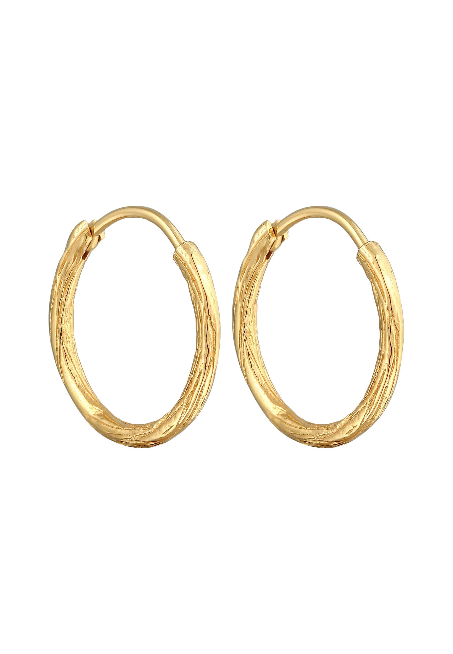 Elli Paar Creolen »Creole Casual Raues Finish 925 Silber«