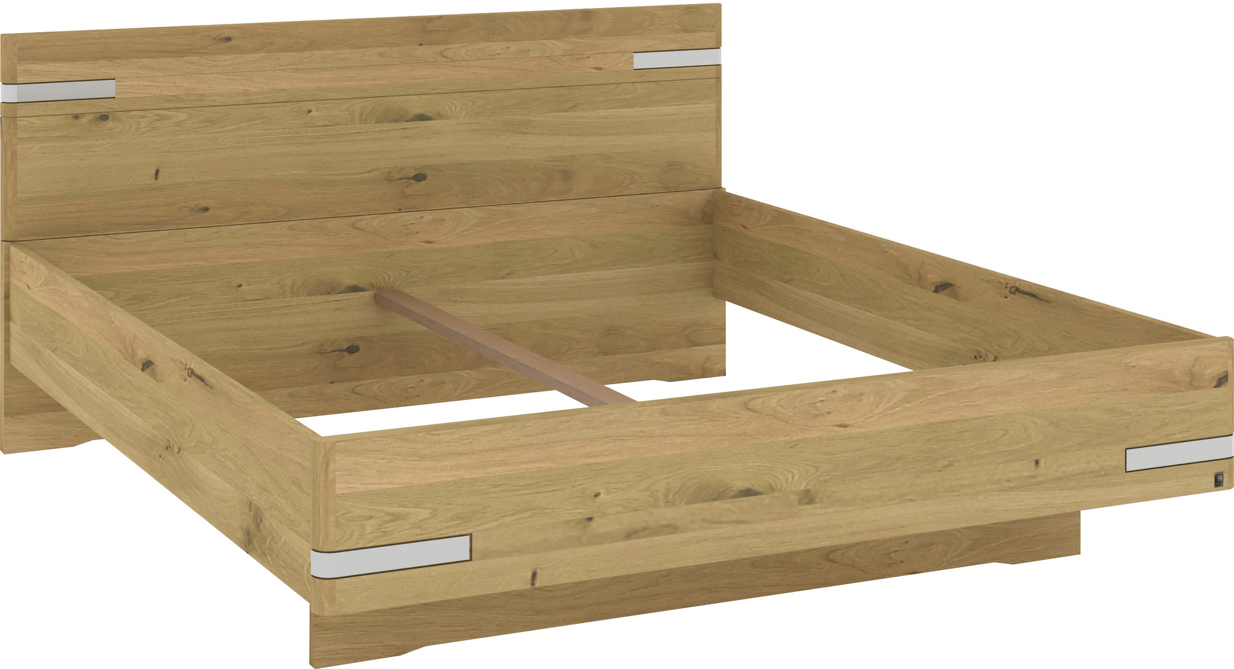Musterring Holzbett »Savona«, (Belastbarkeit 220 Kg, 4-fache Liegehöhenverstellung, MADE IN GERMANY), Kopfteil in Bianco-Eiche massiv, Details in Chrom, verschiedene Größen