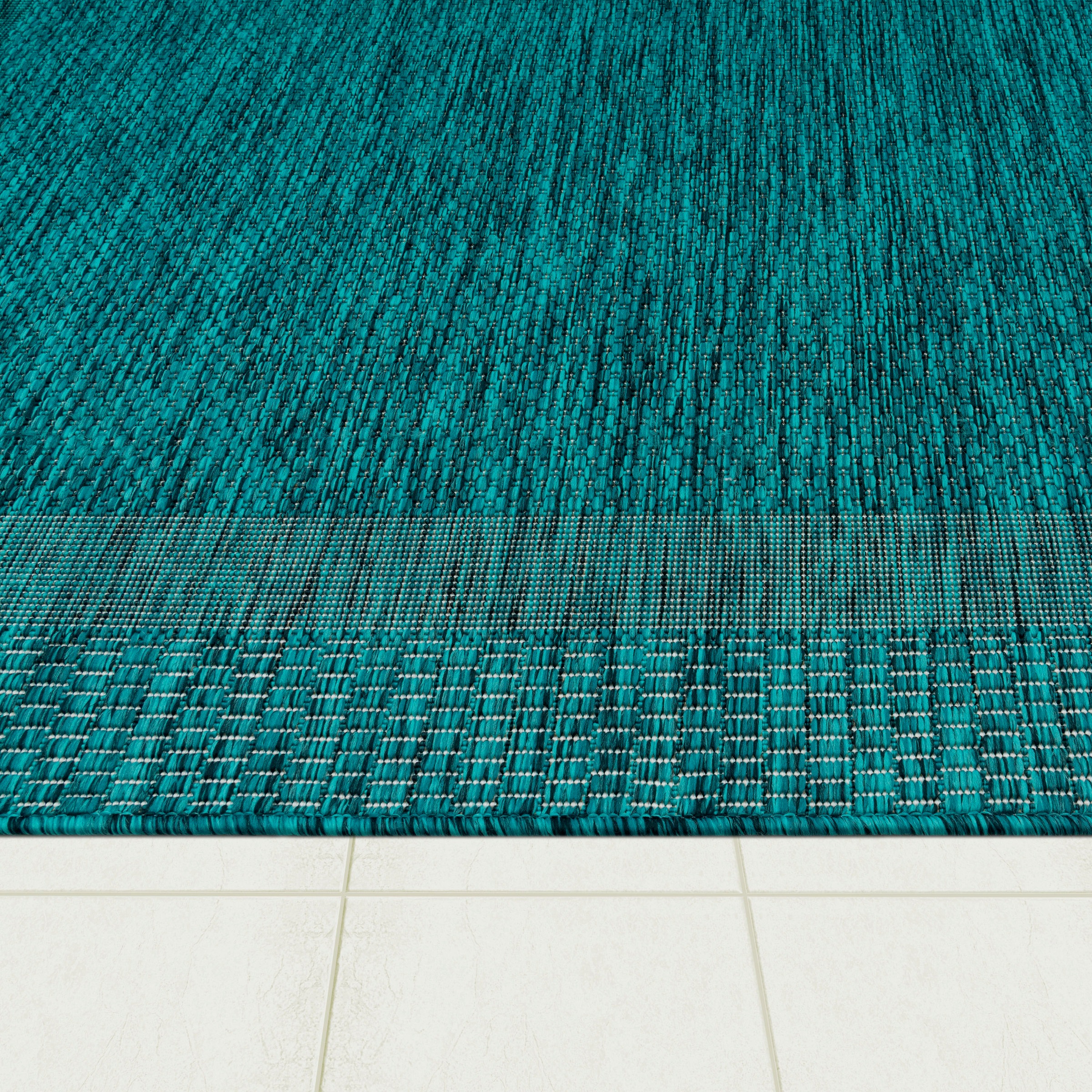 Paco Home Teppich »Roma 272«, rund, 4 mm Höhe, Flachgewebe, meliert, mit dezenter Bordüre, In- und Outdoor geeignet