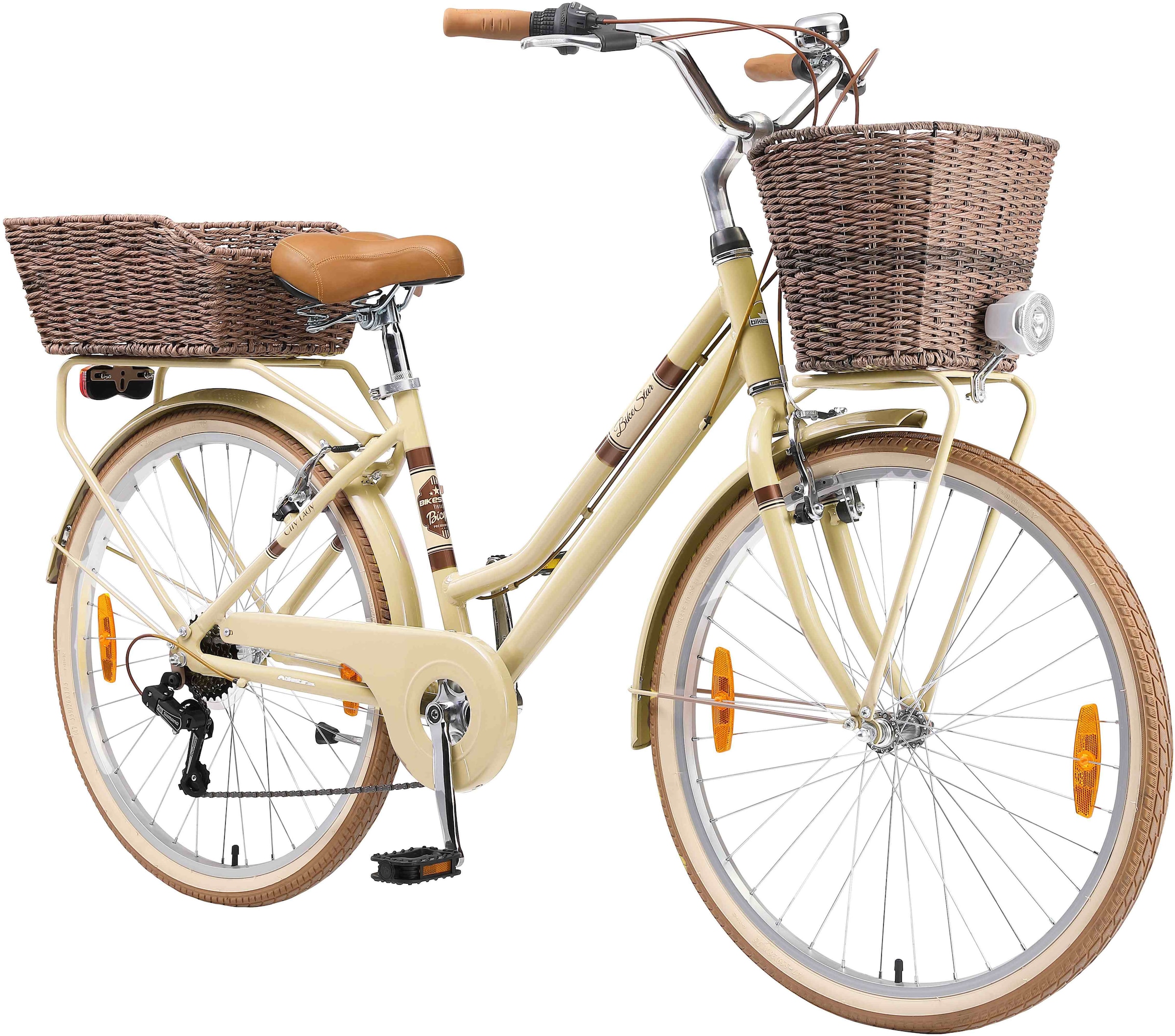 Bikestar Cityrad, 7 Gang, Shimano, RD-TY21 Schaltwerk, Kettenschaltung, für Damen, Kettenschaltung