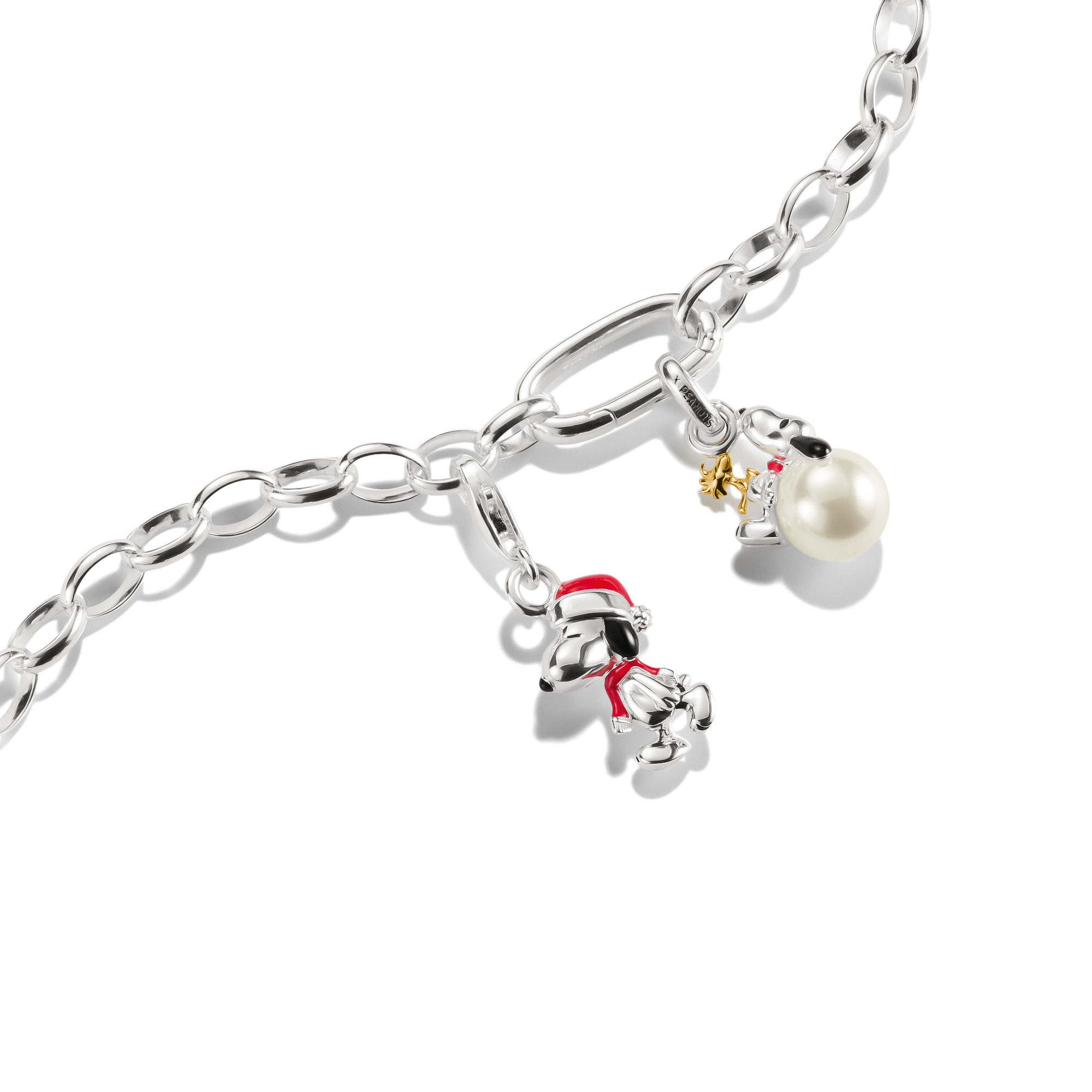 THOMAS SABO Charm-Einhänger »THOMAS SABO x Peanuts Snoopy/Woodstock Santa Edition  - Connect« mit Perle (imitiert)