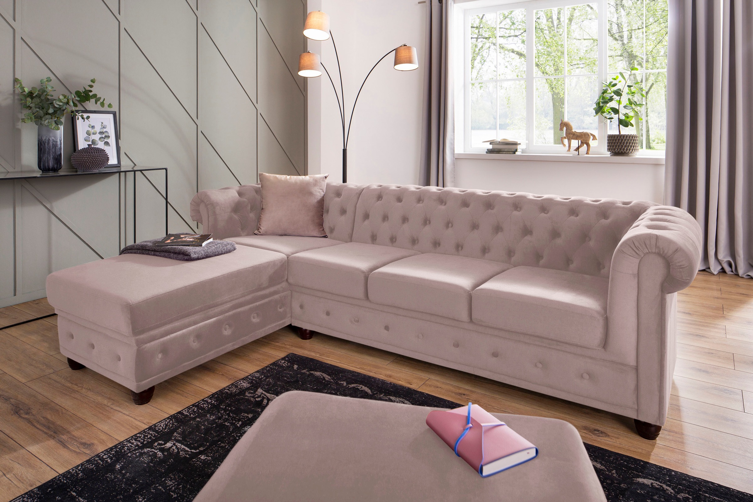 Home affaire Chesterfield-Sofa »New Castle L-Form«, hochwertige Knopfheftun günstig online kaufen