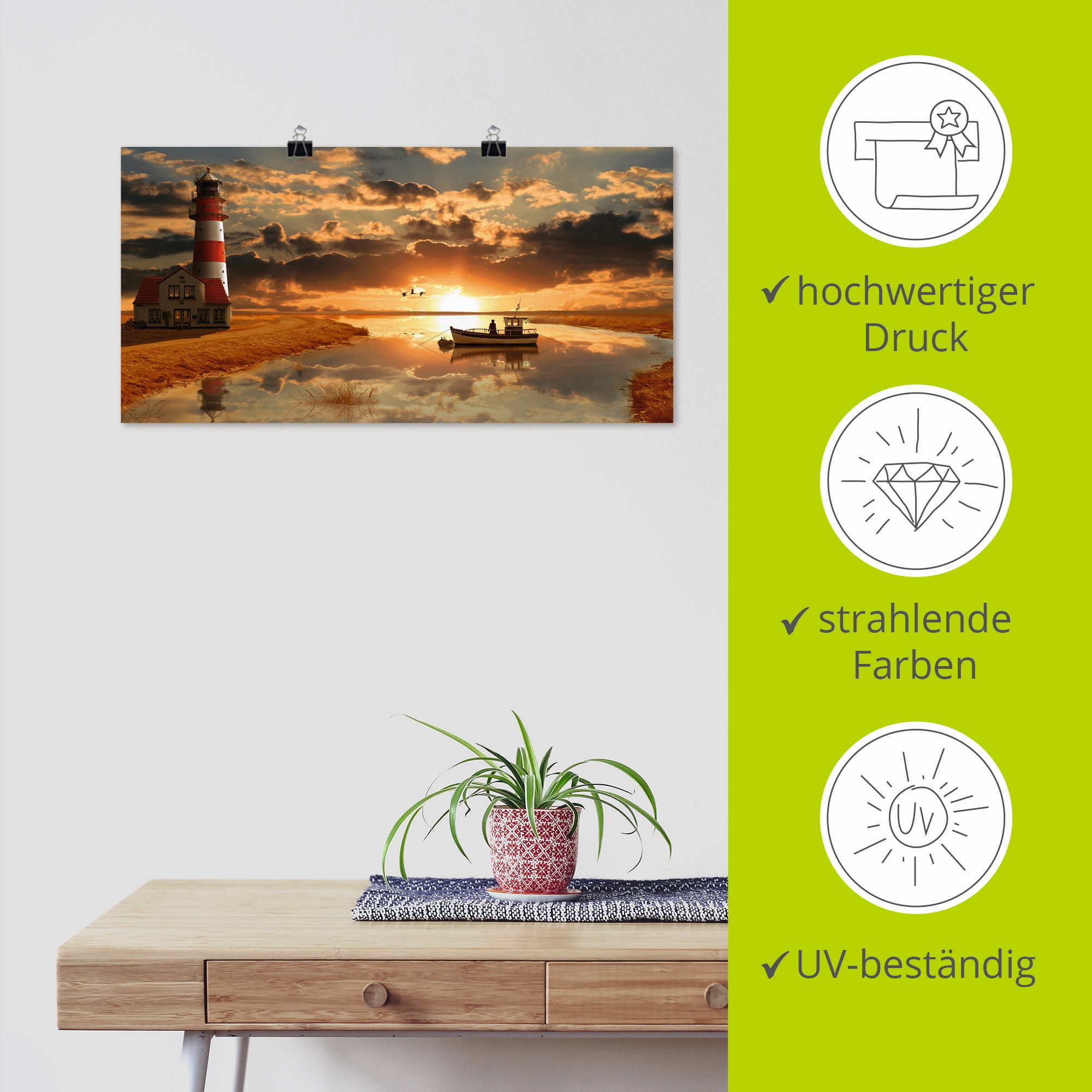 Artland Wandbild »Maritime Idylle beim Leuchtturm«, Gebäude, (1 St.), als Leinwandbild, Poster, Wandaufkleber in verschied. Größen