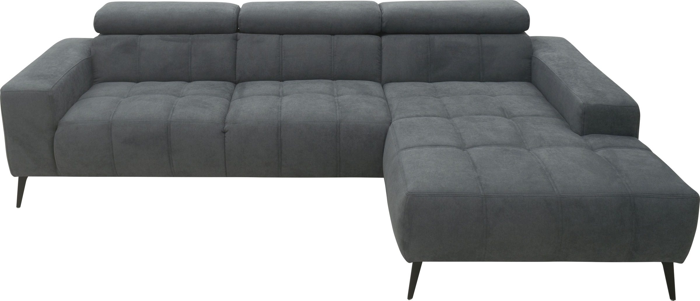 DOMO collection Ecksofa »Trento L-Form, mit Kufenfuß oder Einzelfuß«, wahlweise mit Kopfteilverstellung, Recamiere links/rechts bestellbar