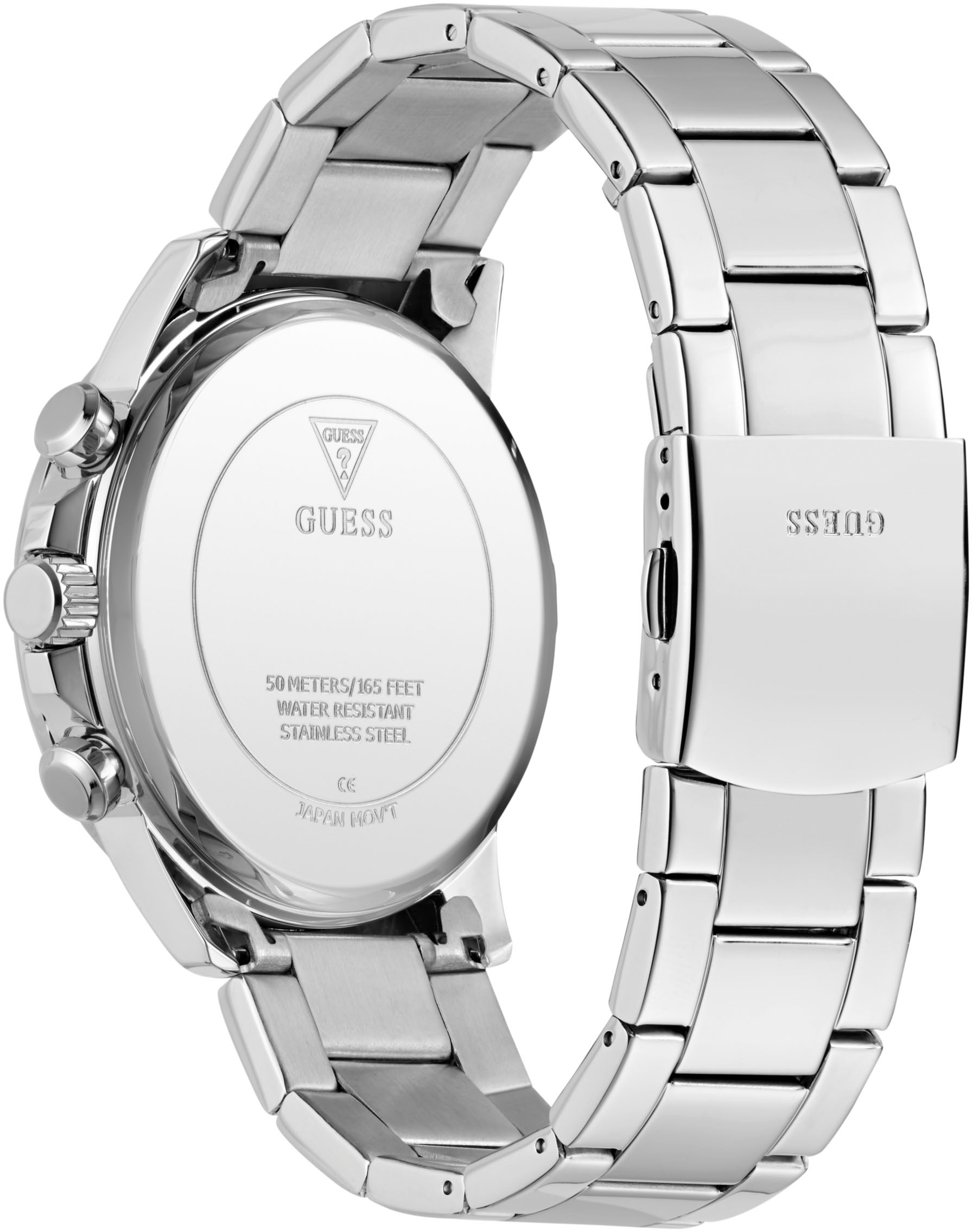 Guess Multifunktionsuhr »WALKER«, Quarzuhr, Armbanduhr, Herrenuhr, Datum, Wochentag, Edelstahlarmband