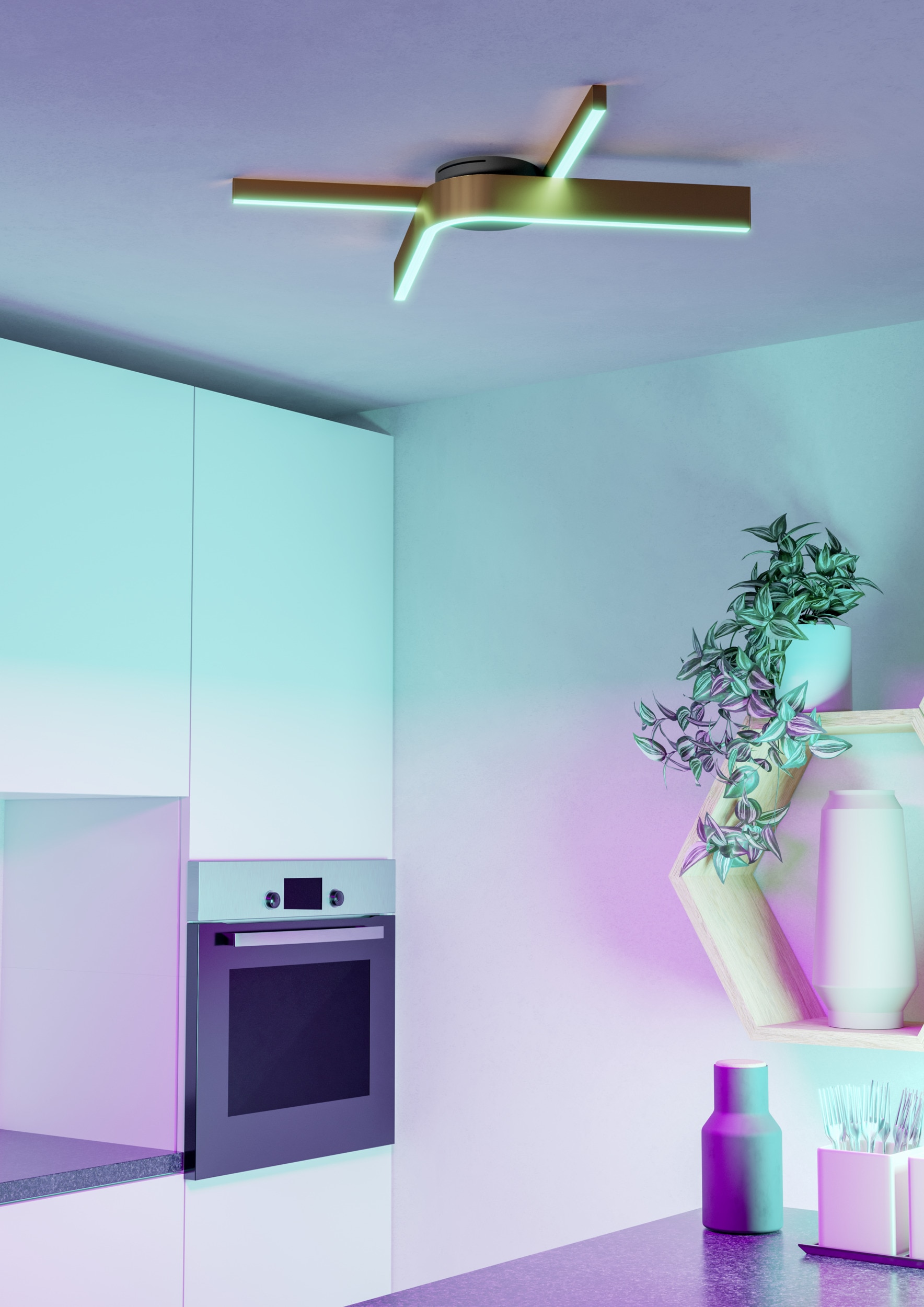 EGLO Deckenleuchte »FOLCINO-Z Deckenlampe - Alu, Stahl - LED - 2X18W - IP20« LED-Modul 1 Stk. Kaltweiß | Neutralweiß | RGB | Warmweiß Wohzimmerlampe, Esszimmerlampe, Flur, Schlafzimmer, L64 x B40 x H14 cm