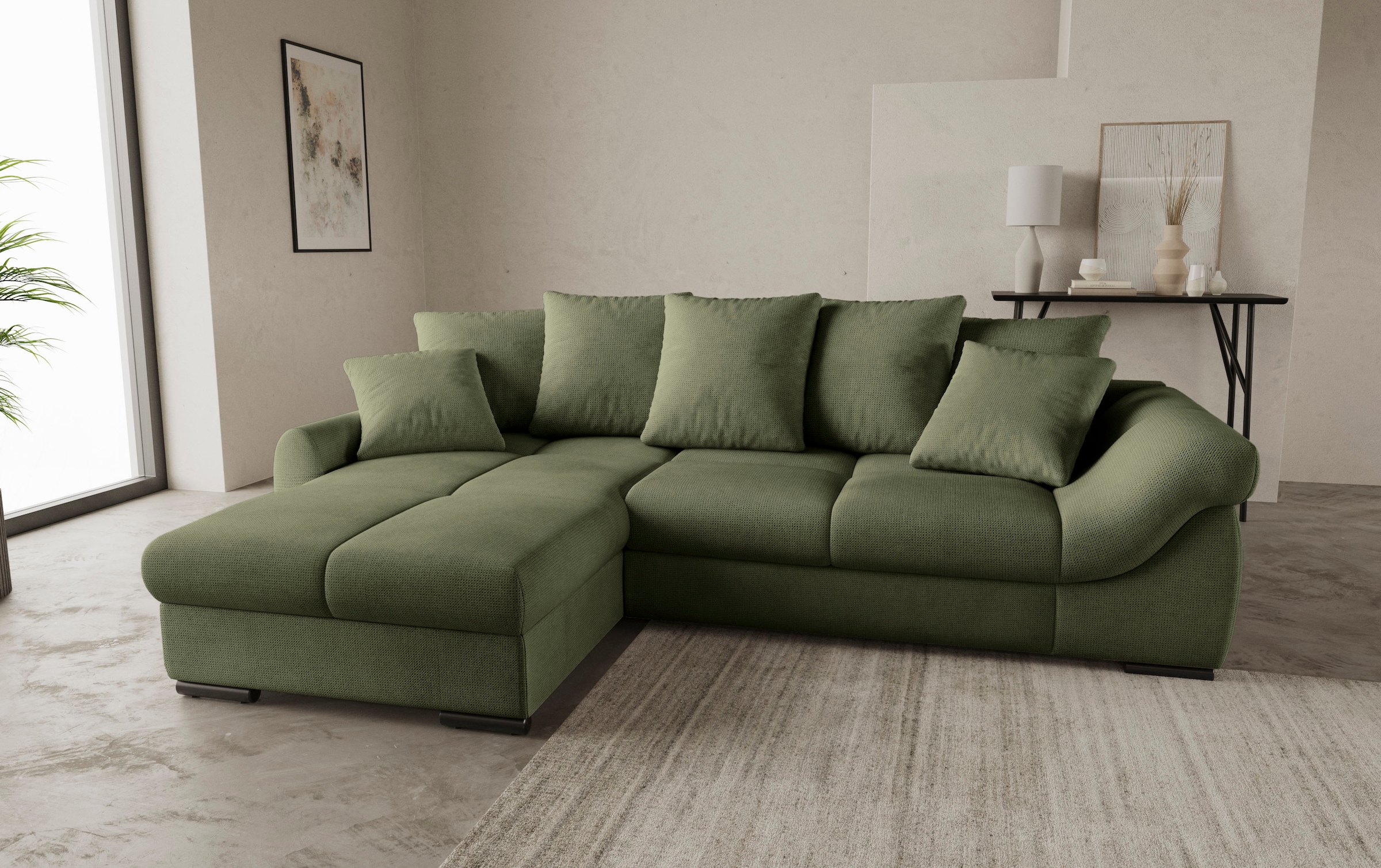 Mr. Couch Ecksofa »Livorno DuraFlex L-Form«, inkl. Hochschläfer-Bettauszug, XL-Bettkasten weiß beschichtet