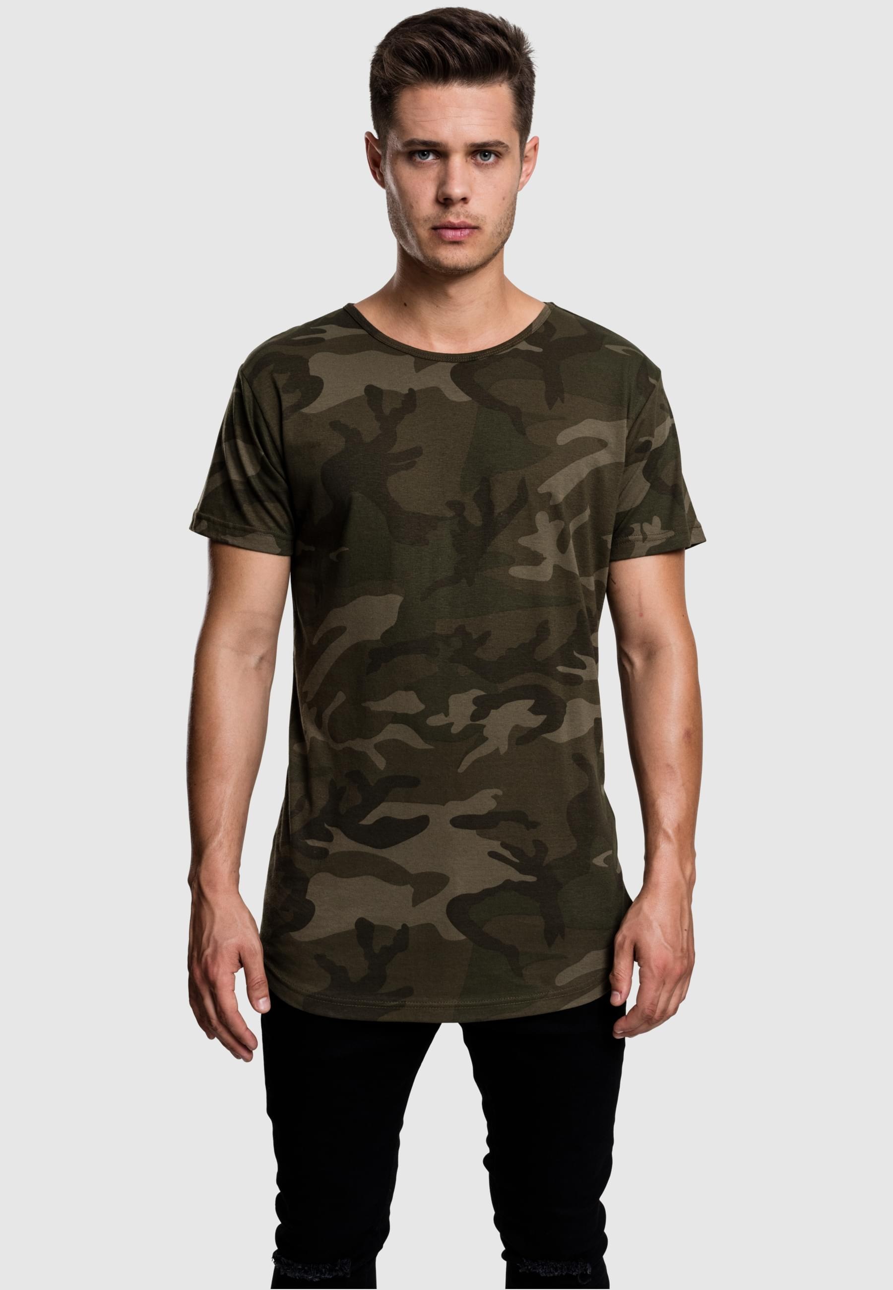 URBAN CLASSICS Kurzarmshirt »Urban Classics Herren Camo Shaped Long Tee« 1 Stk.