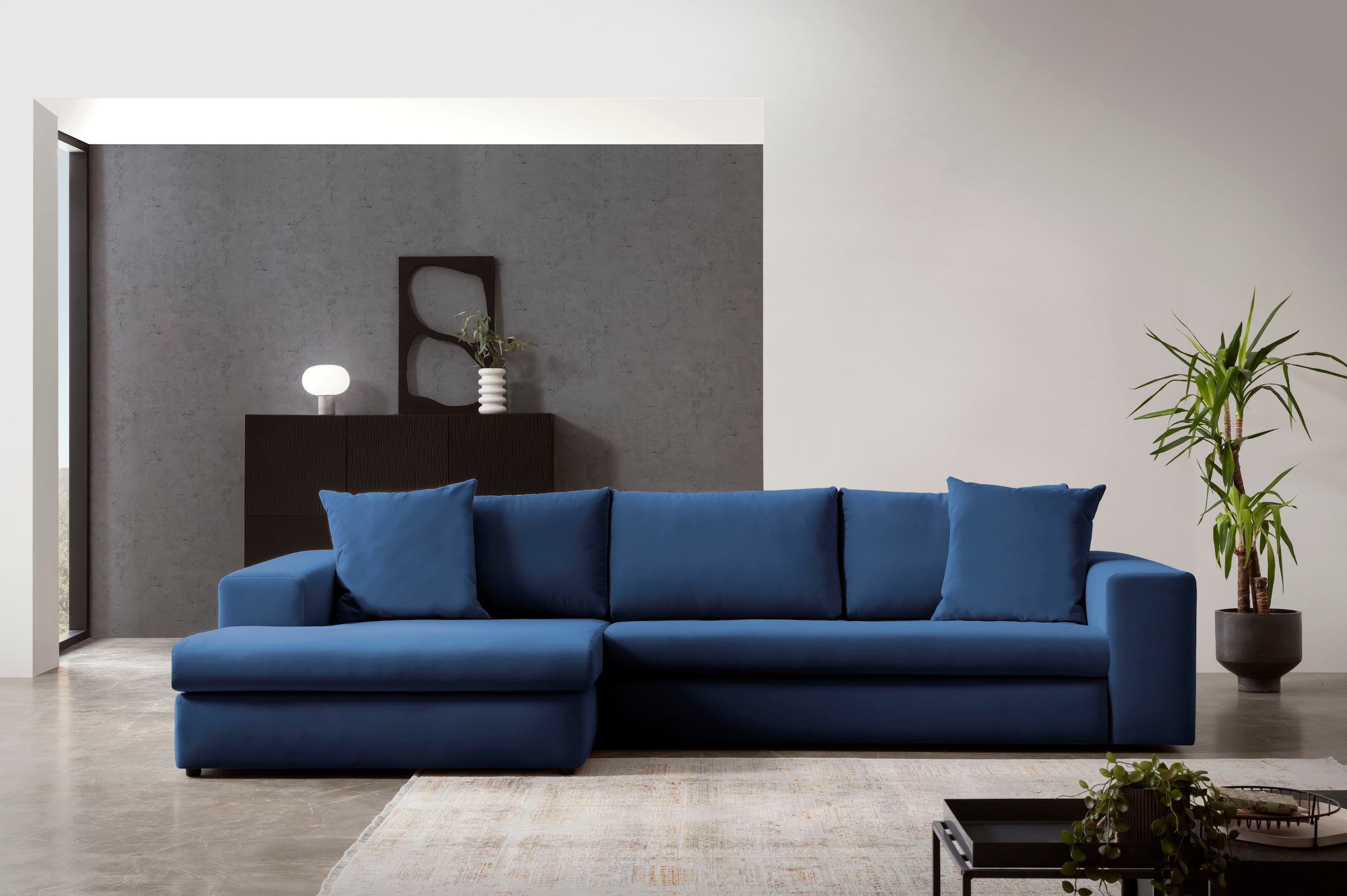 Home affaire Ecksofa »SLEETLAND XXL in Samtvelours oder Vintage-Leder-Optik günstig online kaufen