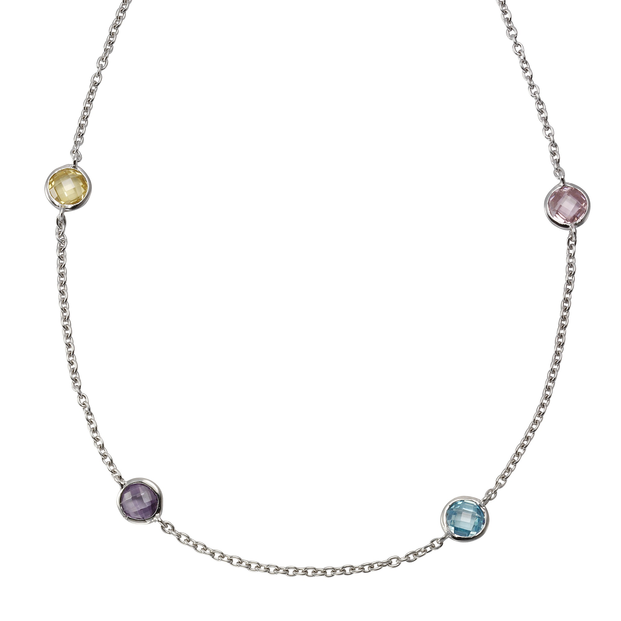 Zeeme Collierkettchen »925 Silber rhodiniert mit Zirkonia bunt«