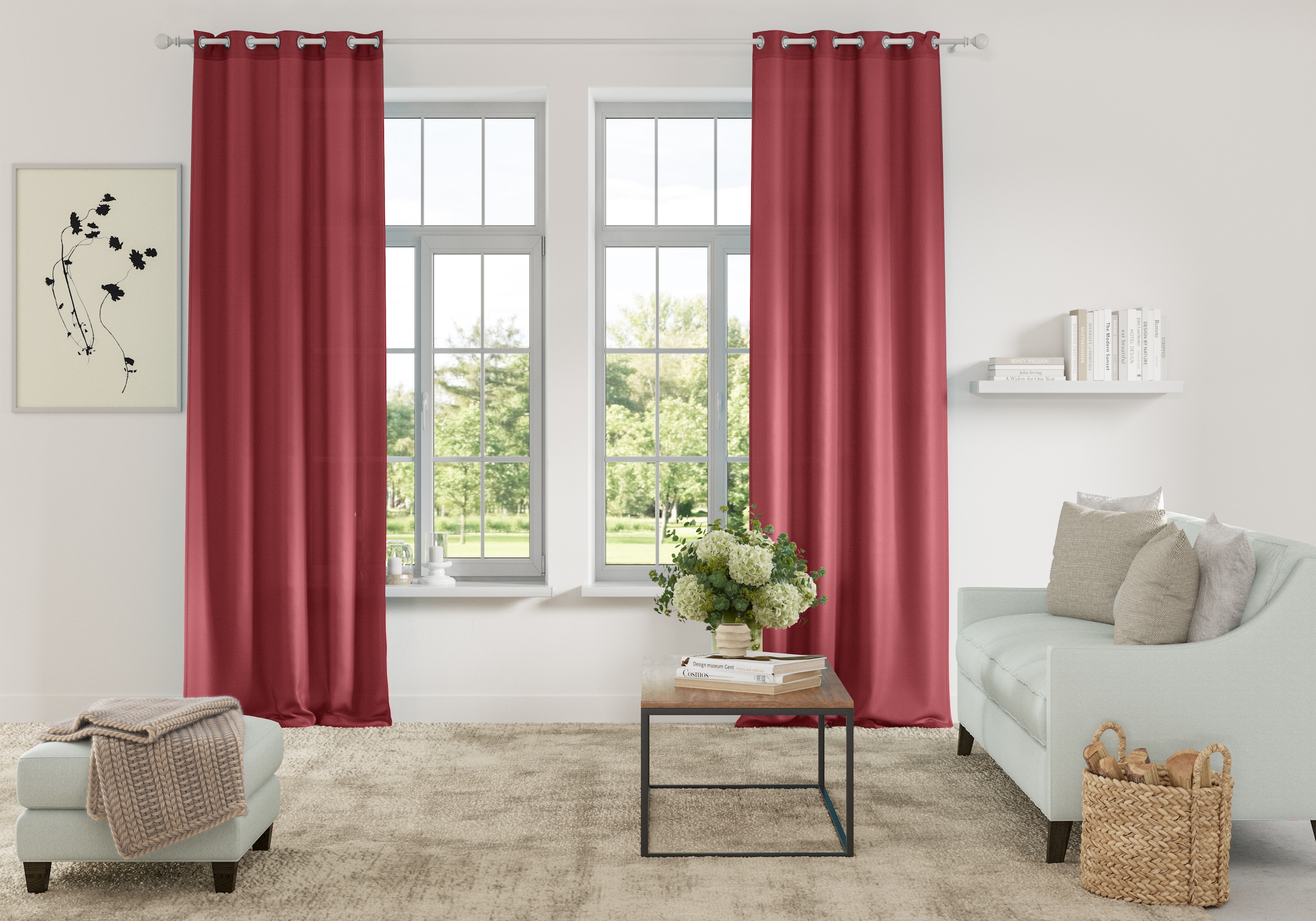 my home Vorhang »Parry« Ösen 2 Stk. tlg. 2-er Set, blickdicht, monochrom, b günstig online kaufen