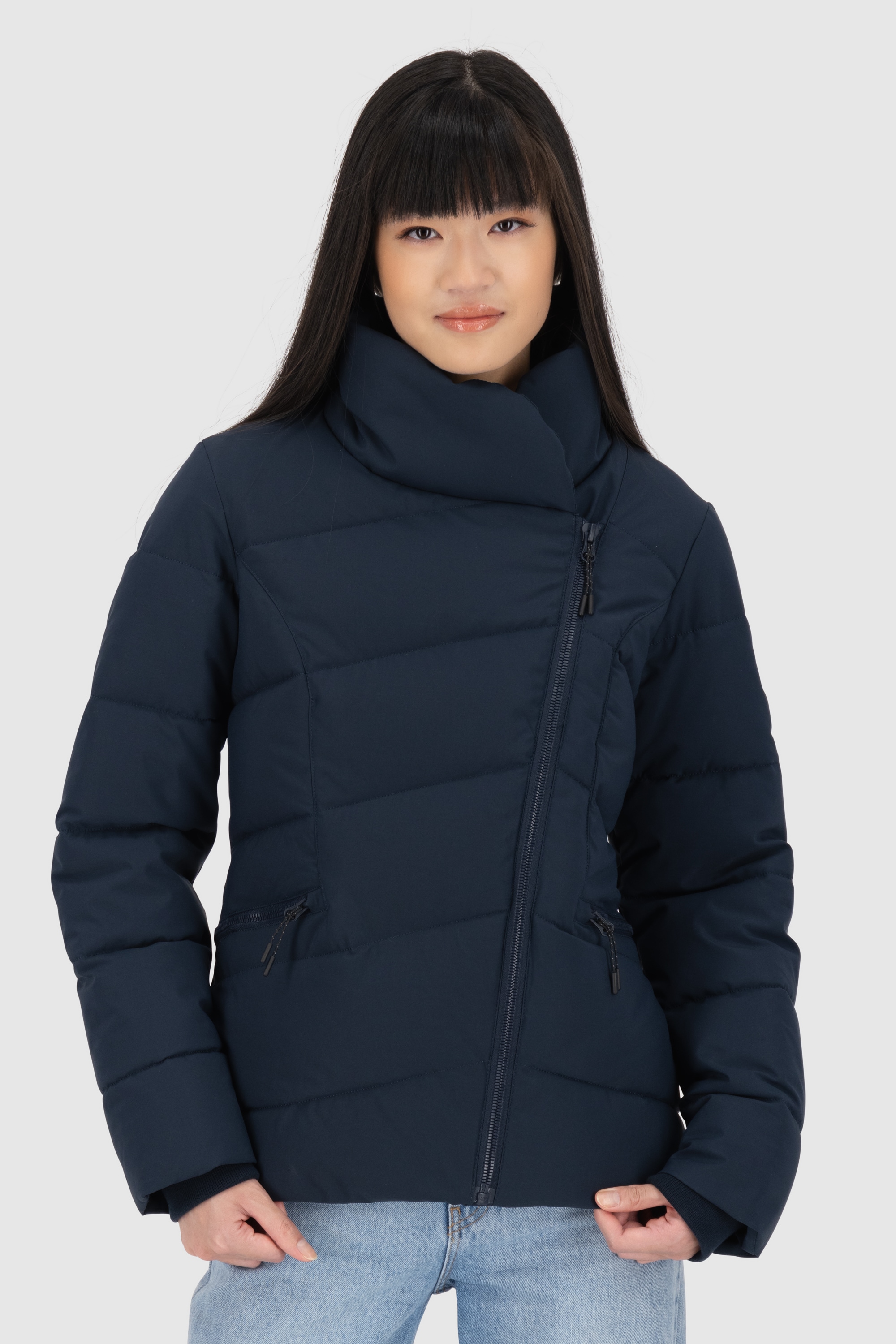Alife & Kickin Winterjacke »Damen NellAK A«, ohne Kapuze, Figurbetont mit schrägem Reißverschluss und hohem gefütterten Kragen