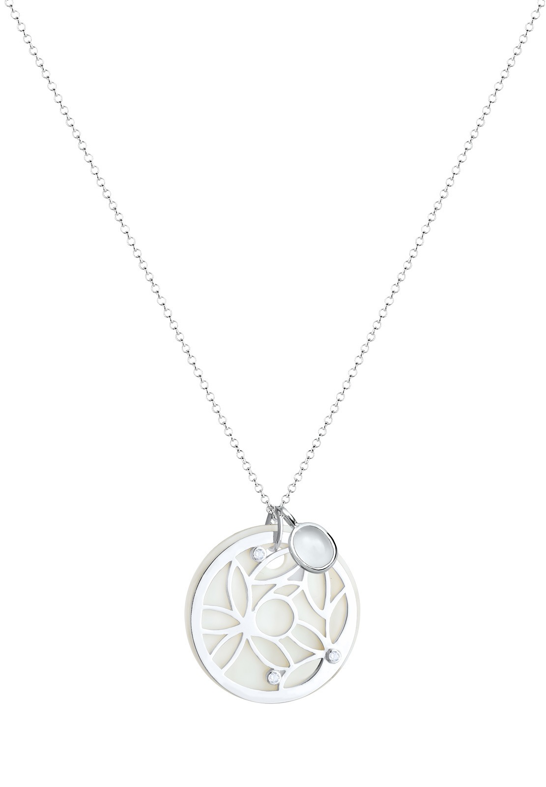 Elli Kette mit Anhänger »Ornament Perlmutt Edelsteine 925 Sterling Silber«