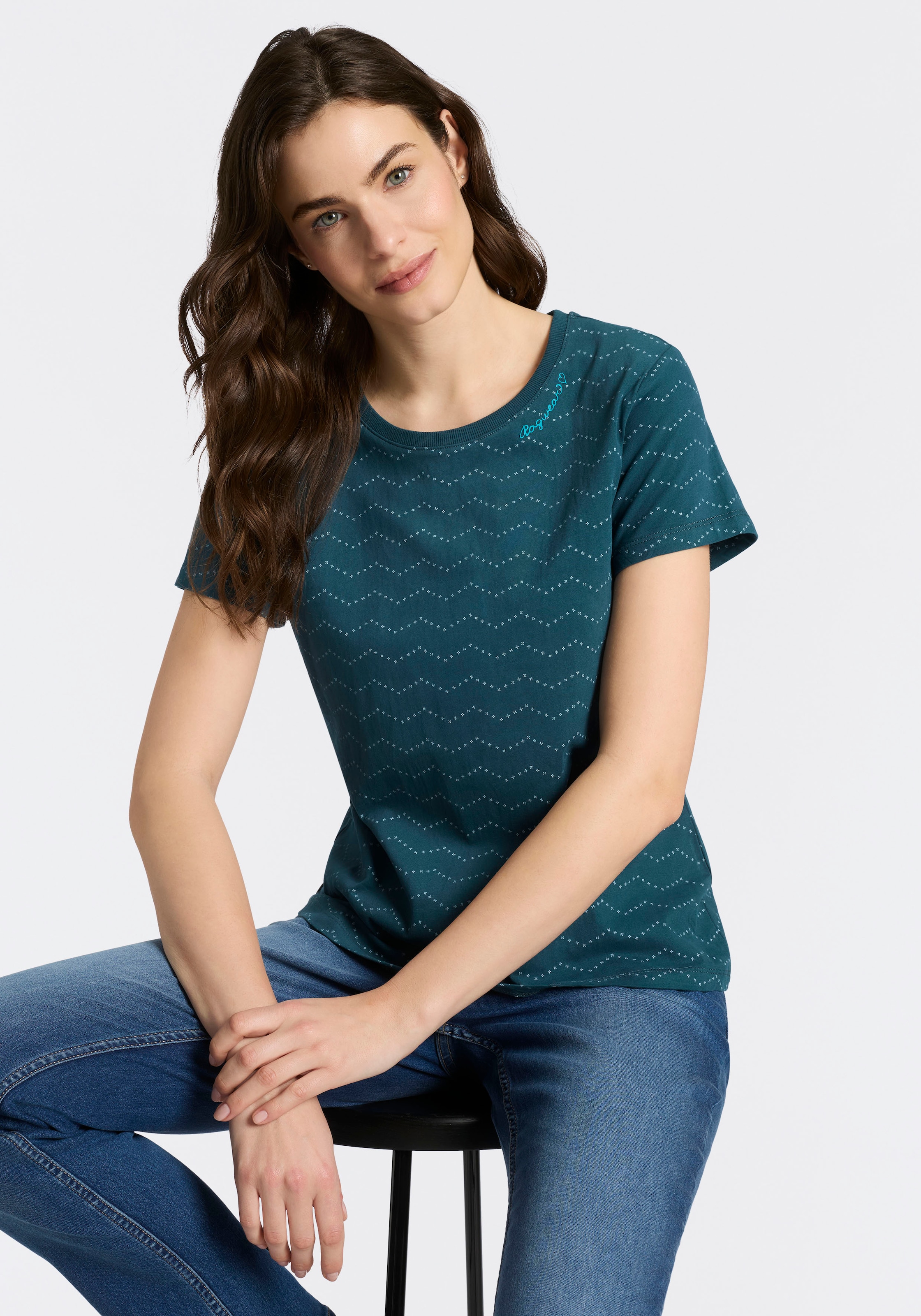 Ragwear Kurzarmshirt »MINTTA ZIG ZAG O« mit Logoschriftzug