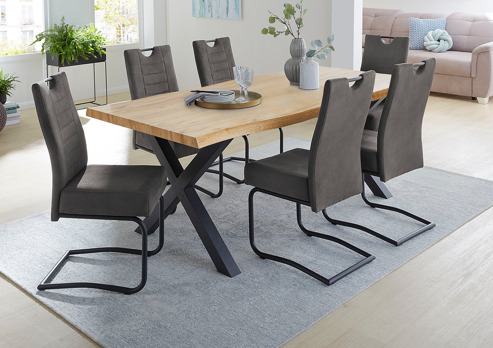 Jockenhöfer Gruppe Freischwinger »Jan« (Set) 4 Stk.Taschenfederkenpolsterun günstig online kaufen