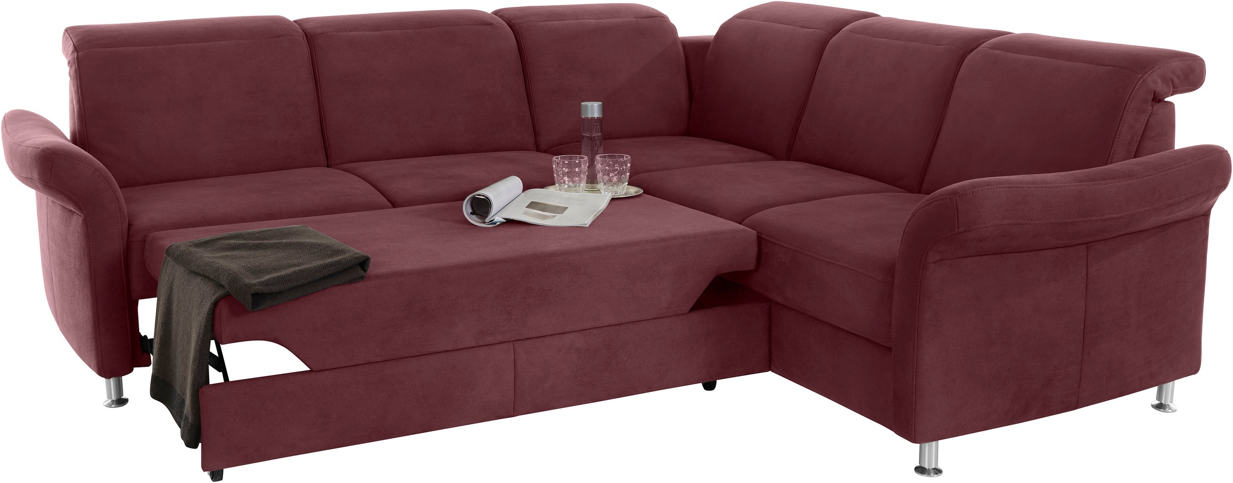 sit&more Ecksofa »Darwin L-Form«, inklusive Federkern, wahlweise mit Kopfteilverstellung, Bettfunktion