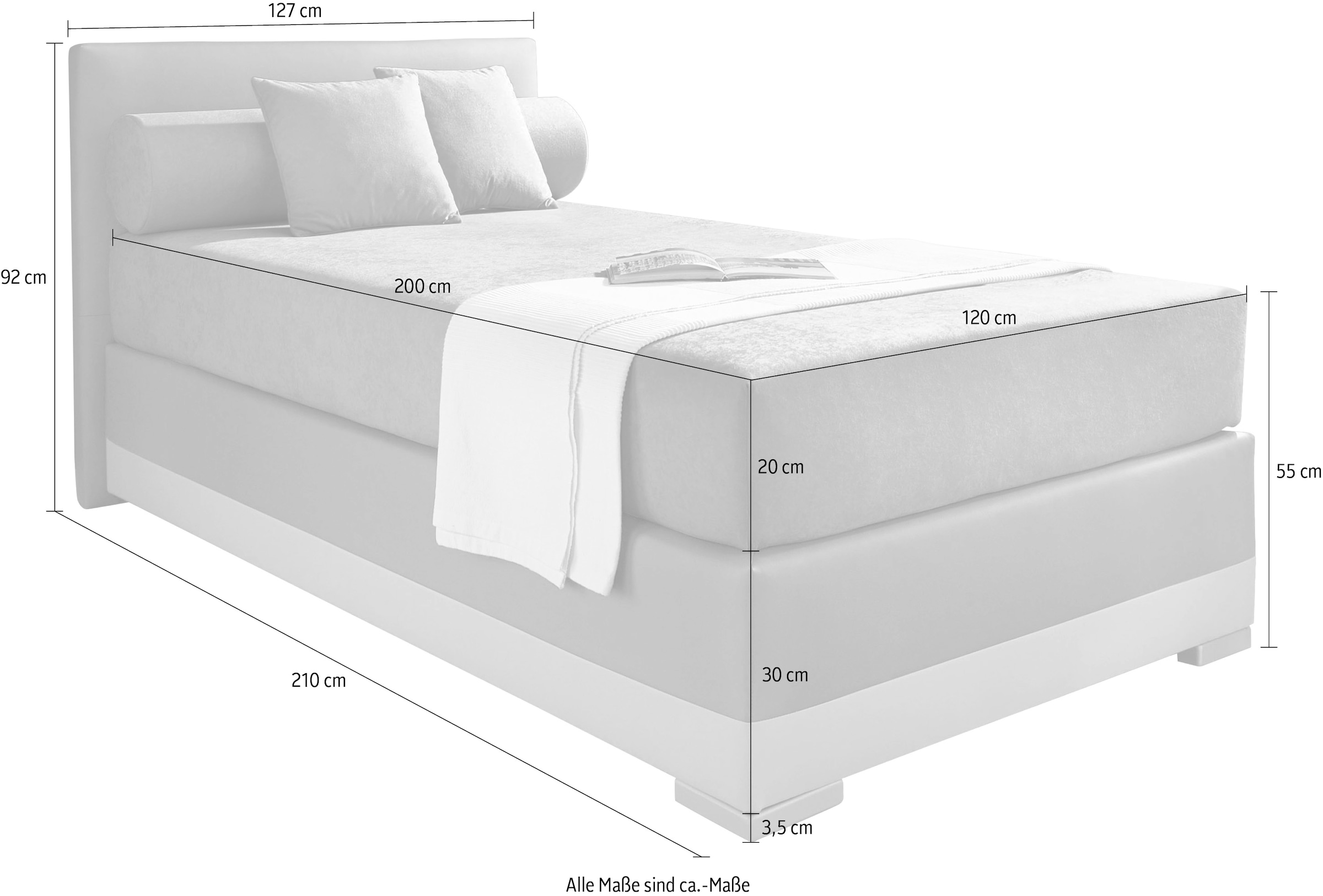 Maintal Boxspringbett »Lago«, in 3 verschiedenen Matratzenarten, H2 oder H3