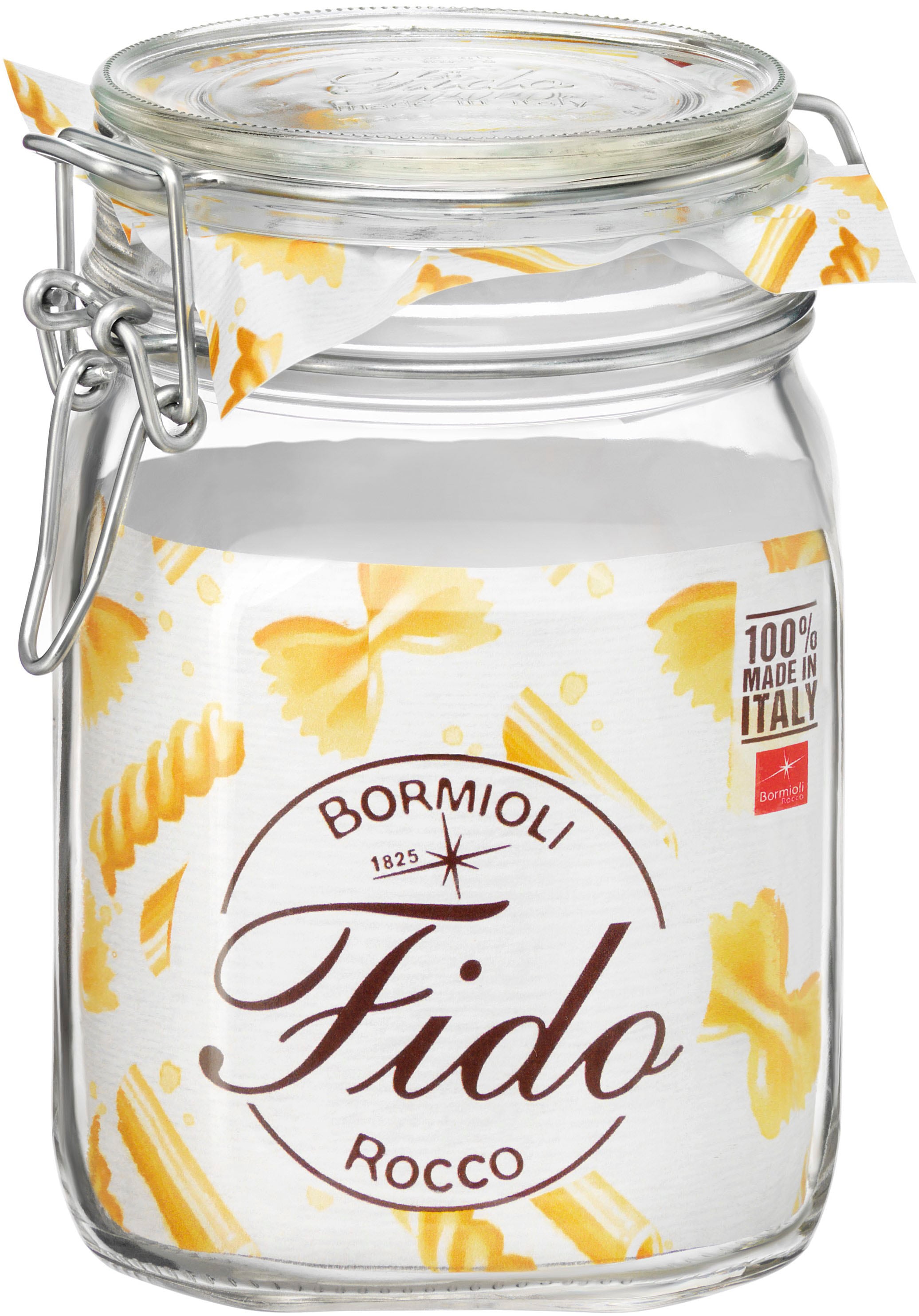 Bormioli Rocco Vorratsglas »Fido«, (Set, 6 tlg., 6 Stück, 1,0l Fassungsvermögen), luftdicht verschließbar, mit Bügelverschluß