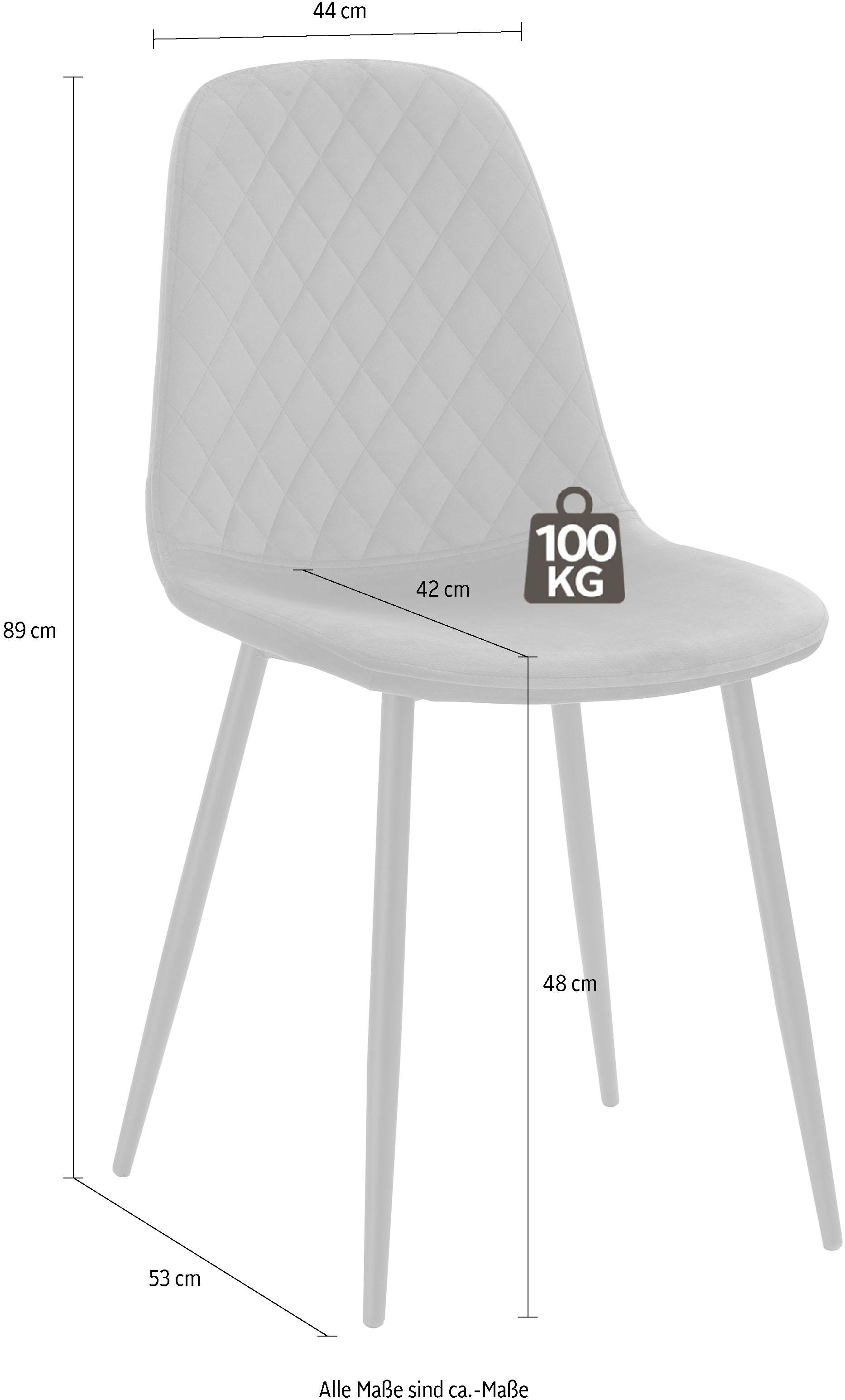 HELA Schalenstuhl »MIRA, Esszimmerstuhl, Stuhl, 4-Fuß Stuhl, BESTSELLER!«, (Set), 4 St., Samtvelours, 1, 2 oder 4 Stück, Schalenstuhl mit Steppung, Küchenstuhl
