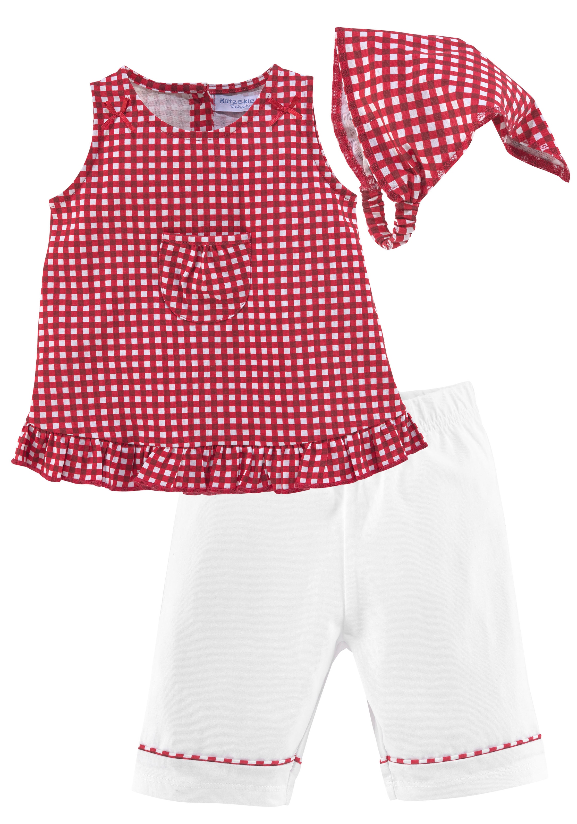 3 Kleid, »Baby-Set«, Hose jetzt & Baby-Mädchen), Kopftuch im aus Klitzeklein (Spar-Set, Bio-Baumwolle %Sale tlg.,