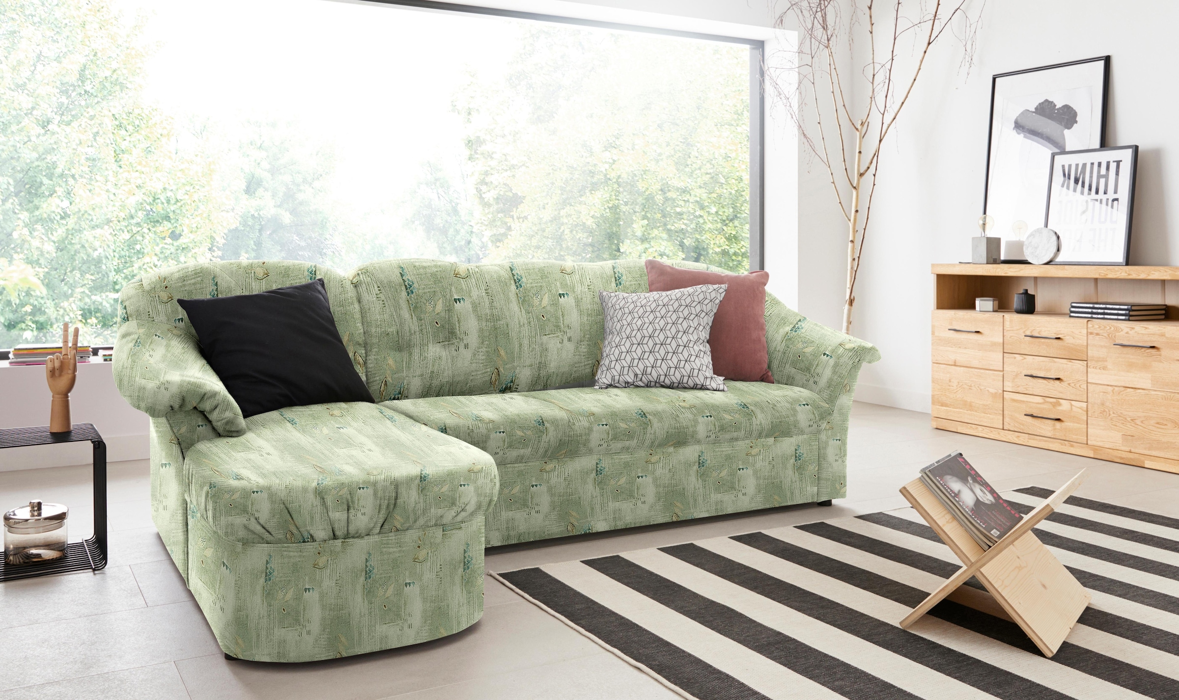 DOMO collection Ecksofa »Pegnitz, elegante Rückensteppung, kompakte Stellma günstig online kaufen