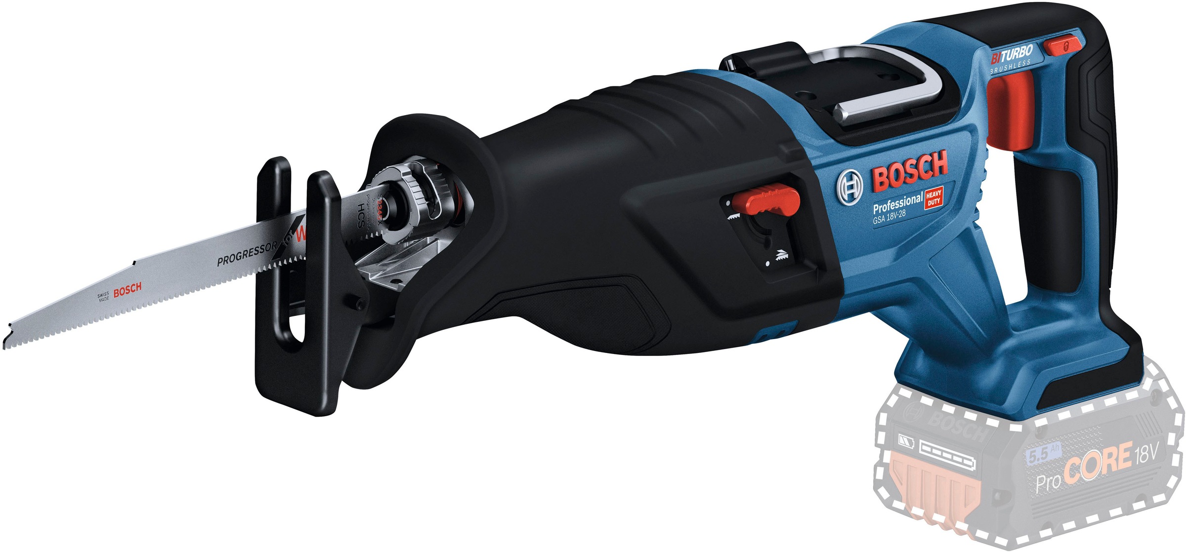 Bosch Professional Akku-Säbelsäge »BITURBO. GSA 18V-28«, (Set), Brushless-Technologie, 2x PC5,5Ah, L-BOXX