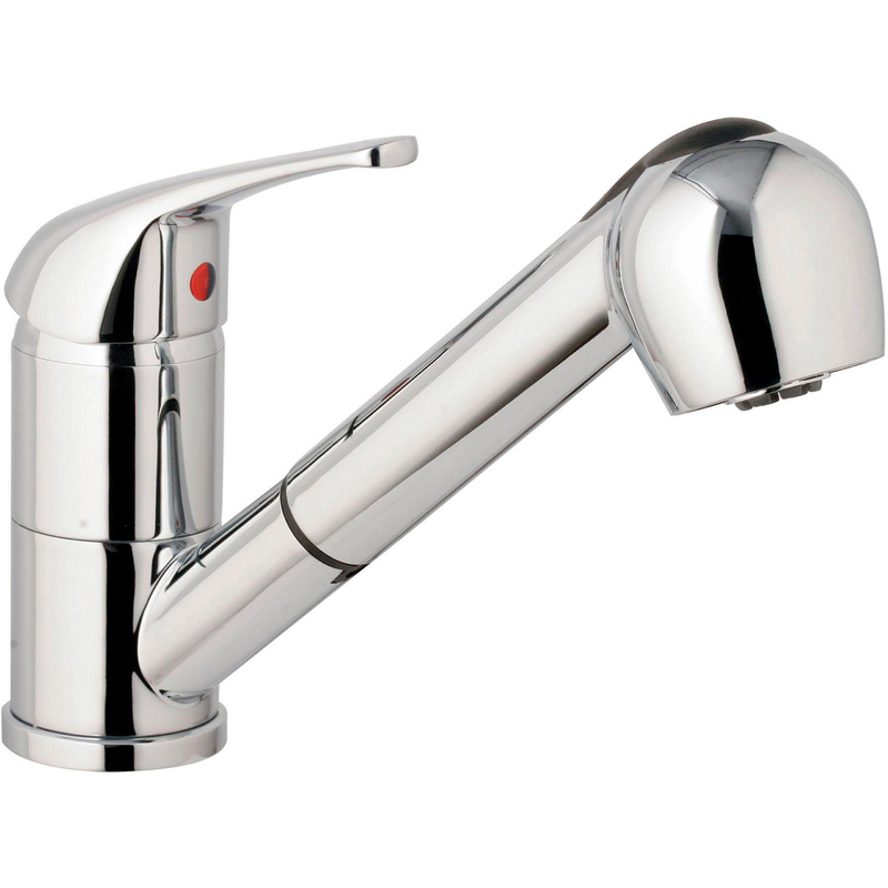 EYCKHAUS KITCHEN & COOKING Spültischarmatur »Würzburg« herausziehbare Geschirrbrause, Wassersparfunktion, Niederdruck, Chrom silberfarben