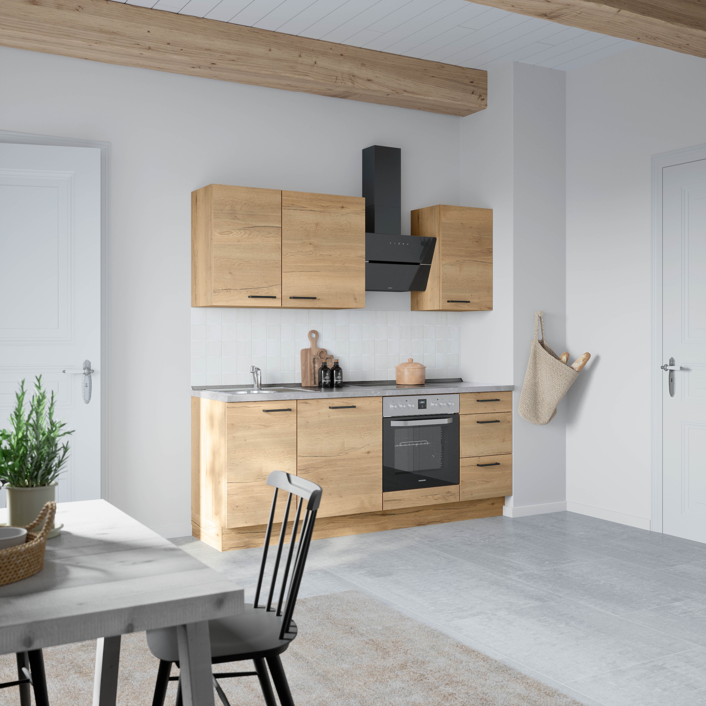 nobilia® Küchenzeile »"Structura II"«, vormontiert, Ausrichtung wählbar, Breite 210 cm, wahlw. mit E-Geräten