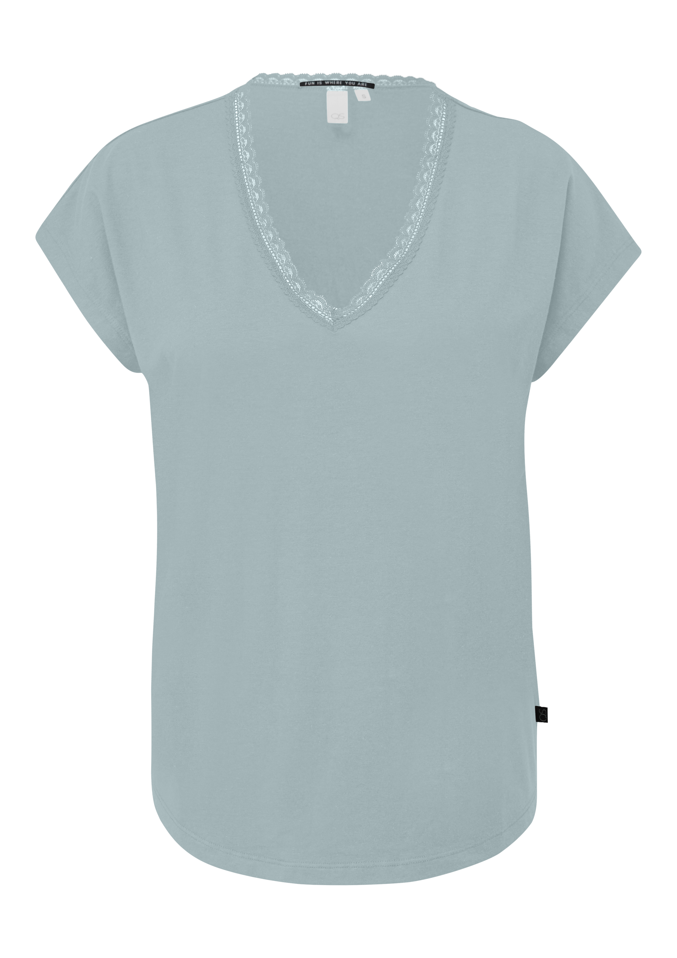 QS T-Shirt, mit Spitze am Ausschnitt