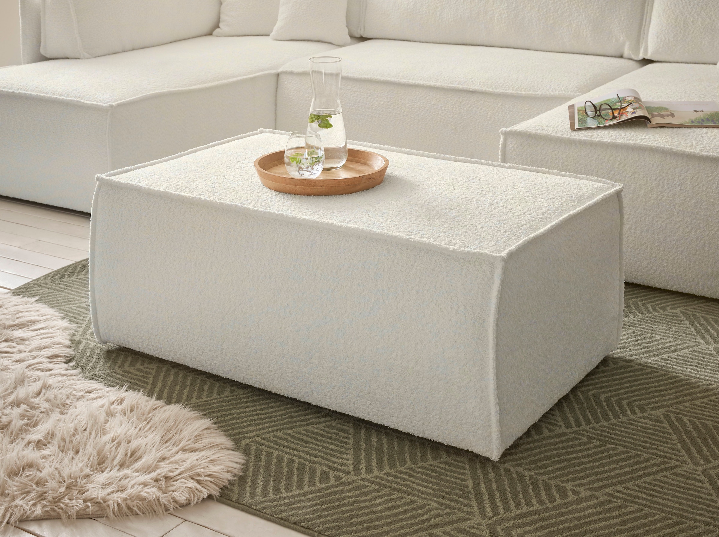 andas Hocker »FINNLEY, Polsterhocker in Bouclé, Struktur fein u. Mega Cord günstig online kaufen