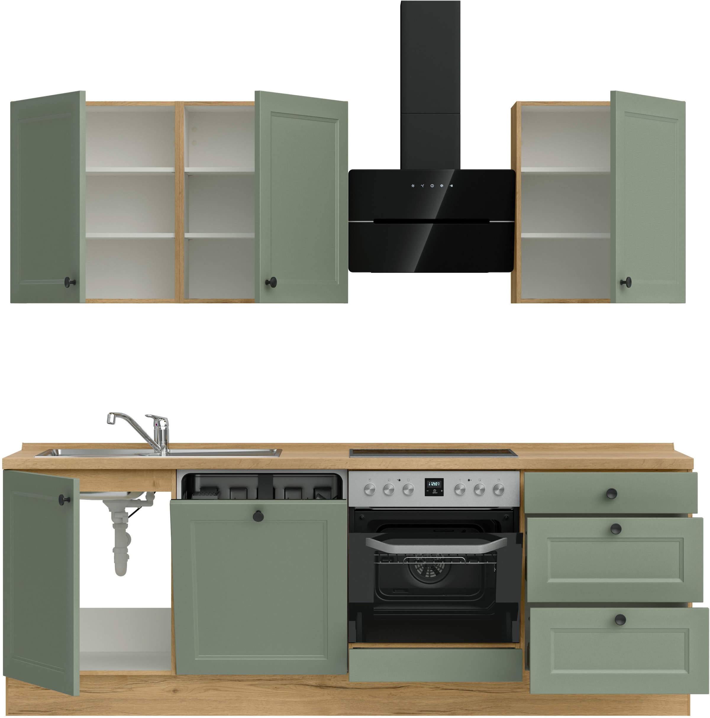 nobilia® Küchenzeile »"Cascada II"«, vormontiert, Breite 240 cm, Ausrichtung wählbar, wahlw. mit E-Geräten