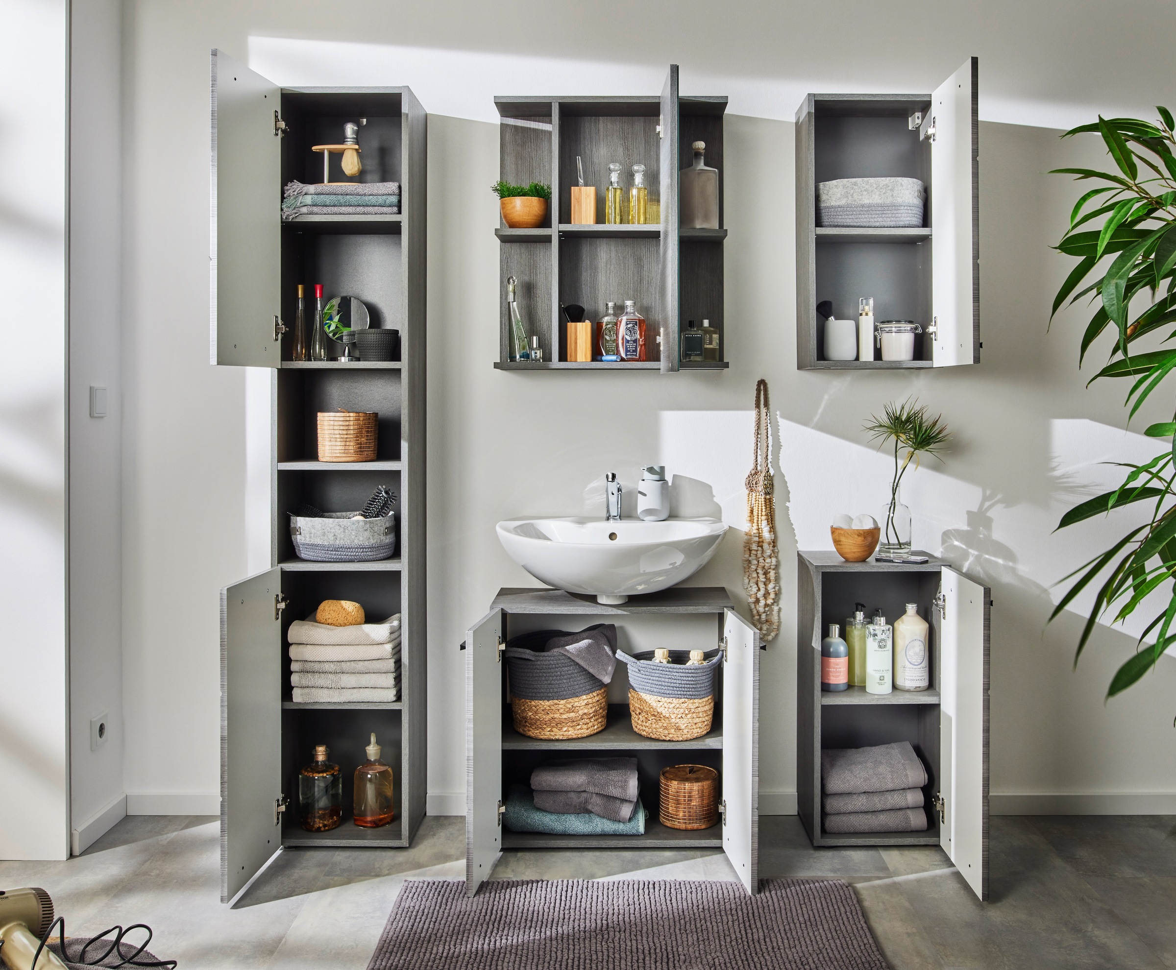 BASIC by Balculina Spiegelschrank »Silver,Badezimmerschrank BxHxT 60x70x20«, (1 St.), Breite 60cm, Tür L/R monierbar, FSC-Mix 70%