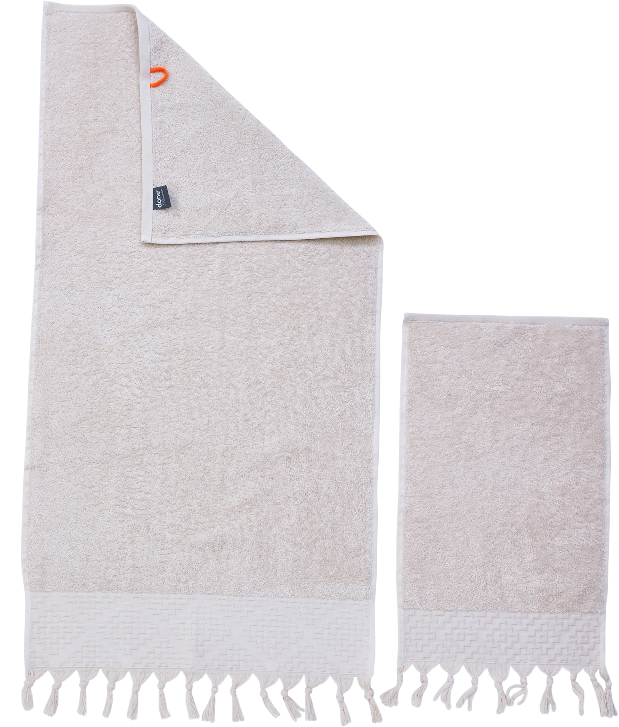 done.® Handtuch Set »Provence Bohéme«, (Set, 4 St., 2 Gästetücher (30x50 cm)-2 Handtücher (50x100 cm), Uni Farben, Boho-Style, Borte, verschiedene Set Varianten erhältlich