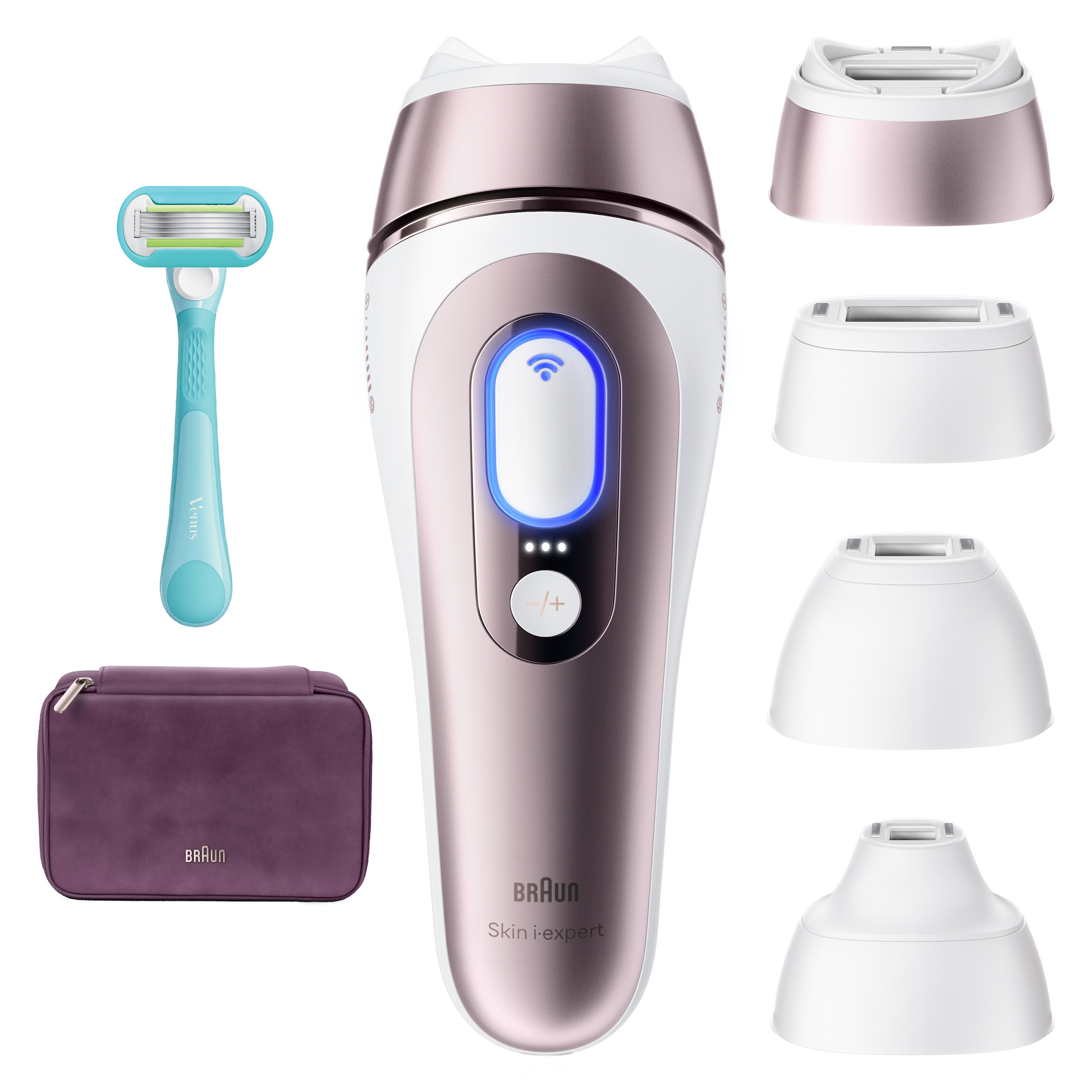 Braun IPL-Haarentferner »Skin i-expert Pro IPL PL7431« 400.000 Lichtimpulse mit kostenloser App, 4 smarte Aufsätze, Tasche