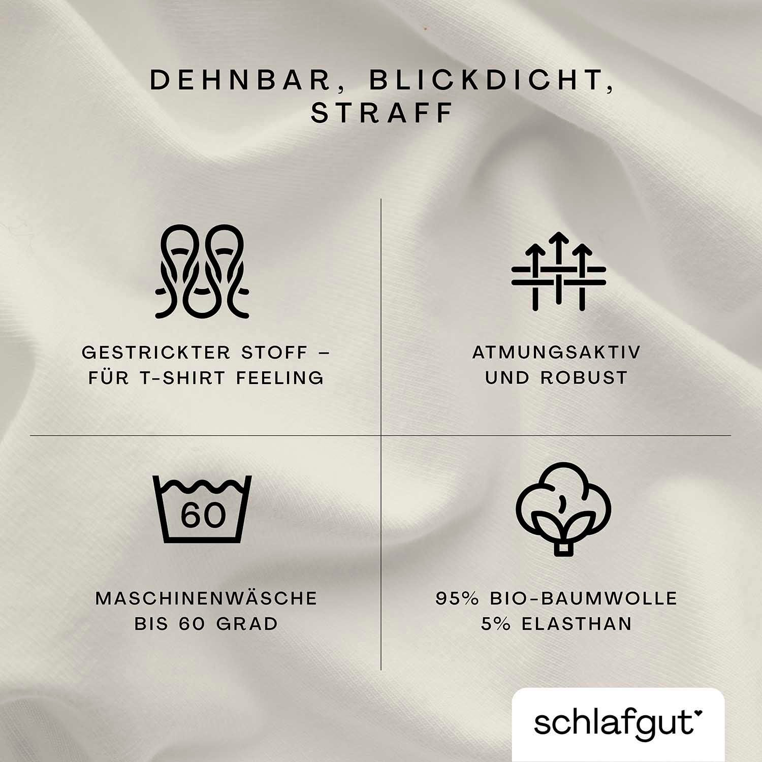 Schlafgut Spannbettlaken »PURE Bio-Baumwolle mit Elasthan, dehnbar blickdicht, straff, Bettlaken«, PREMIUM Laken für Matratzen bis 30cm Höhe, in 90x200, 140x200, 180x200